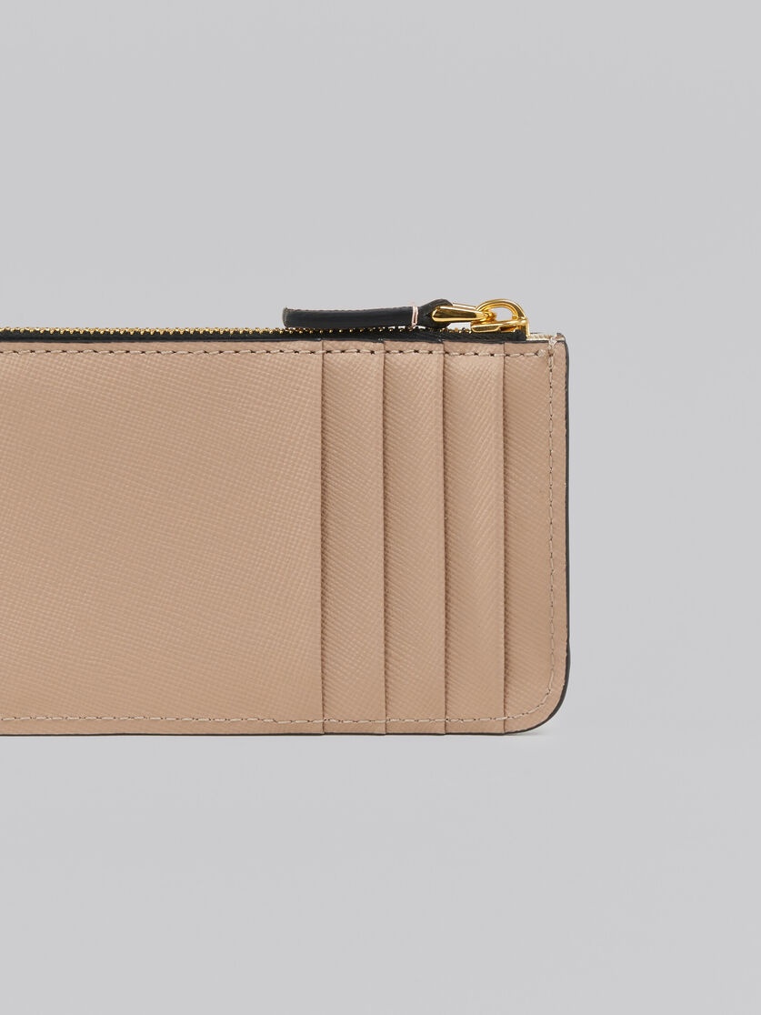 PINK WHITE AND BEIGE SAFFIANO LEATHER CARD CASE - 4