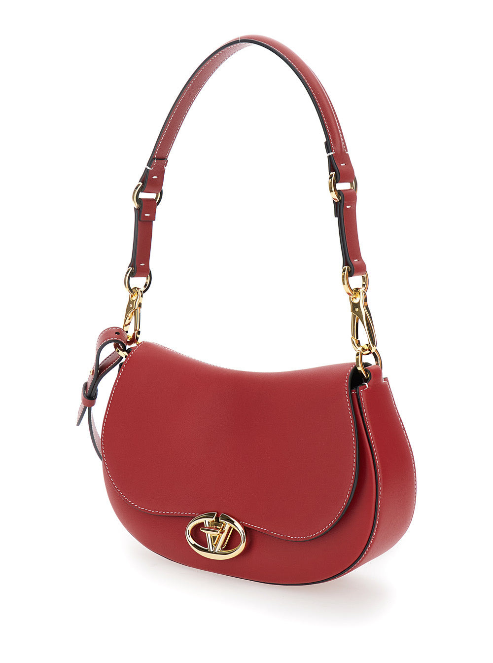 Valentino Garavani Women 'Ovhal Small' Red Shoulder Bag With Vlogo Signature In Leather Woman - 2