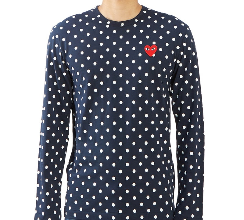 COMME des GARCONS PLAY Polka dots Printing Long Sleeves Tee 'Blue' AZ-T166-051-2 - 3