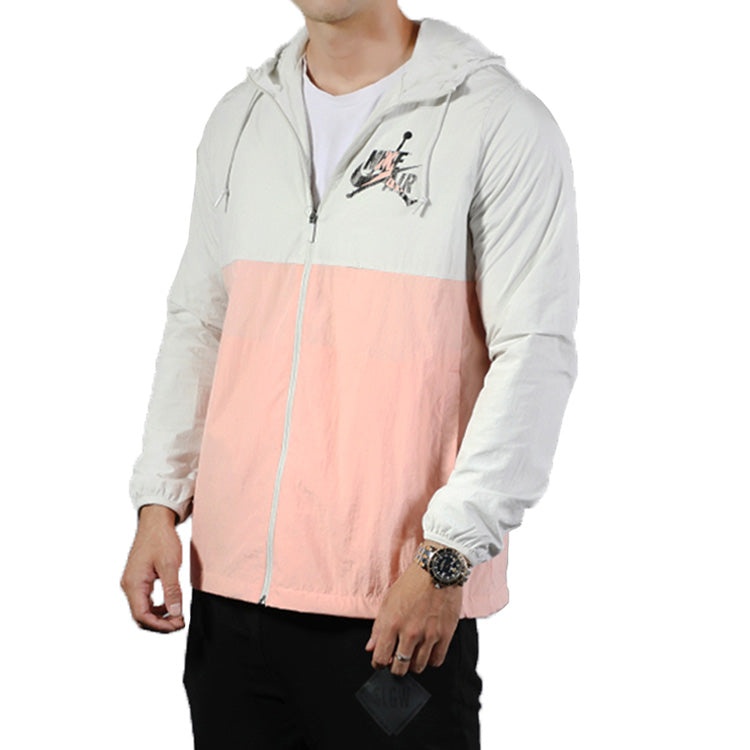 Air Jordan Alphabet Printing Basketball Sports Hooded Jacket White Pink CK2218-072 - 3