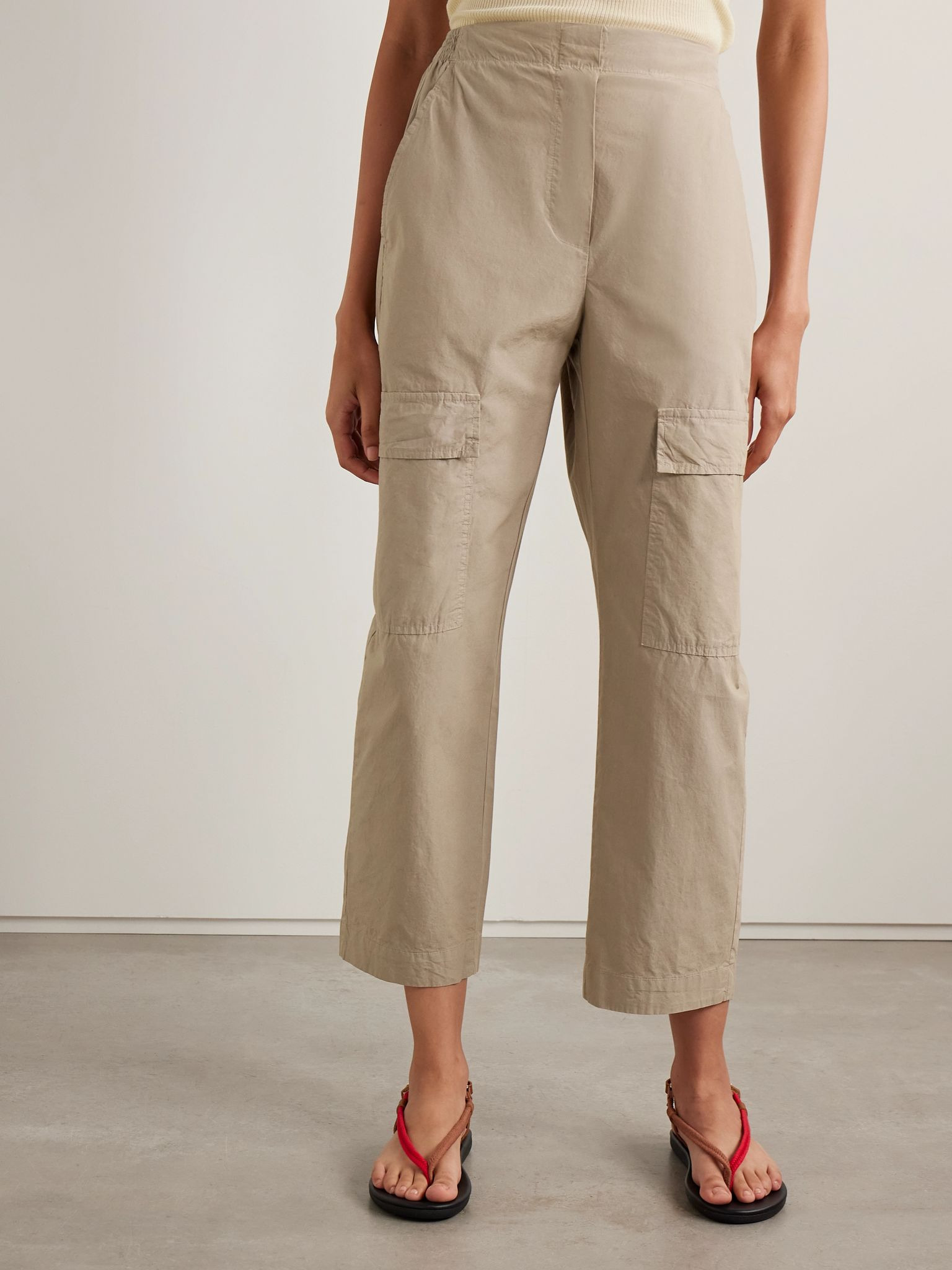 Kyoto cotton-poplin barrel-leg pants Beige - 3