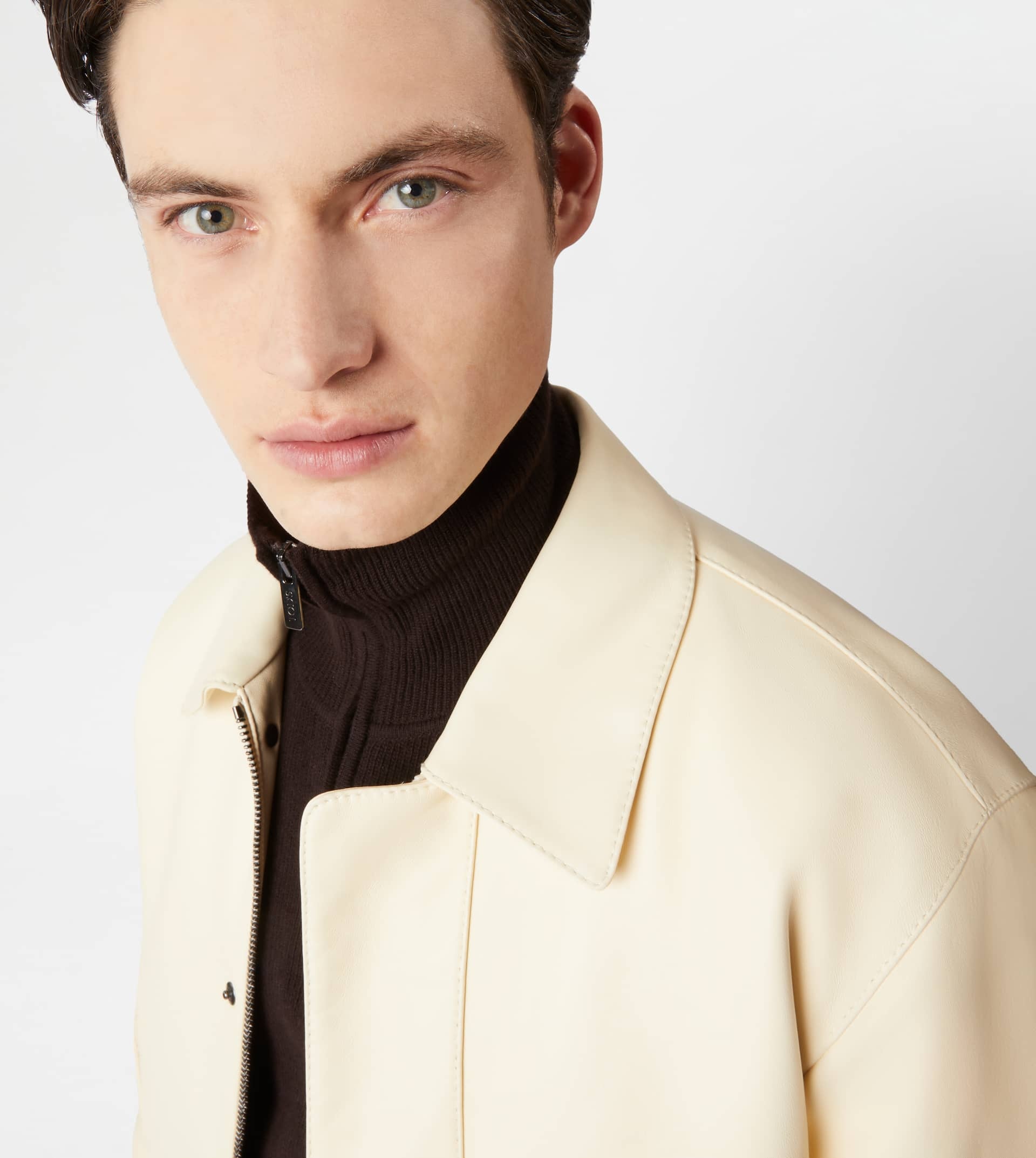 BOMBER JACKET IN NAPPA LEATHER - WHITE - 5