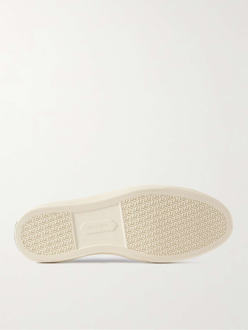 Cambridge Leather-Trimmed Croc-Effect Velvet Sneakers 3