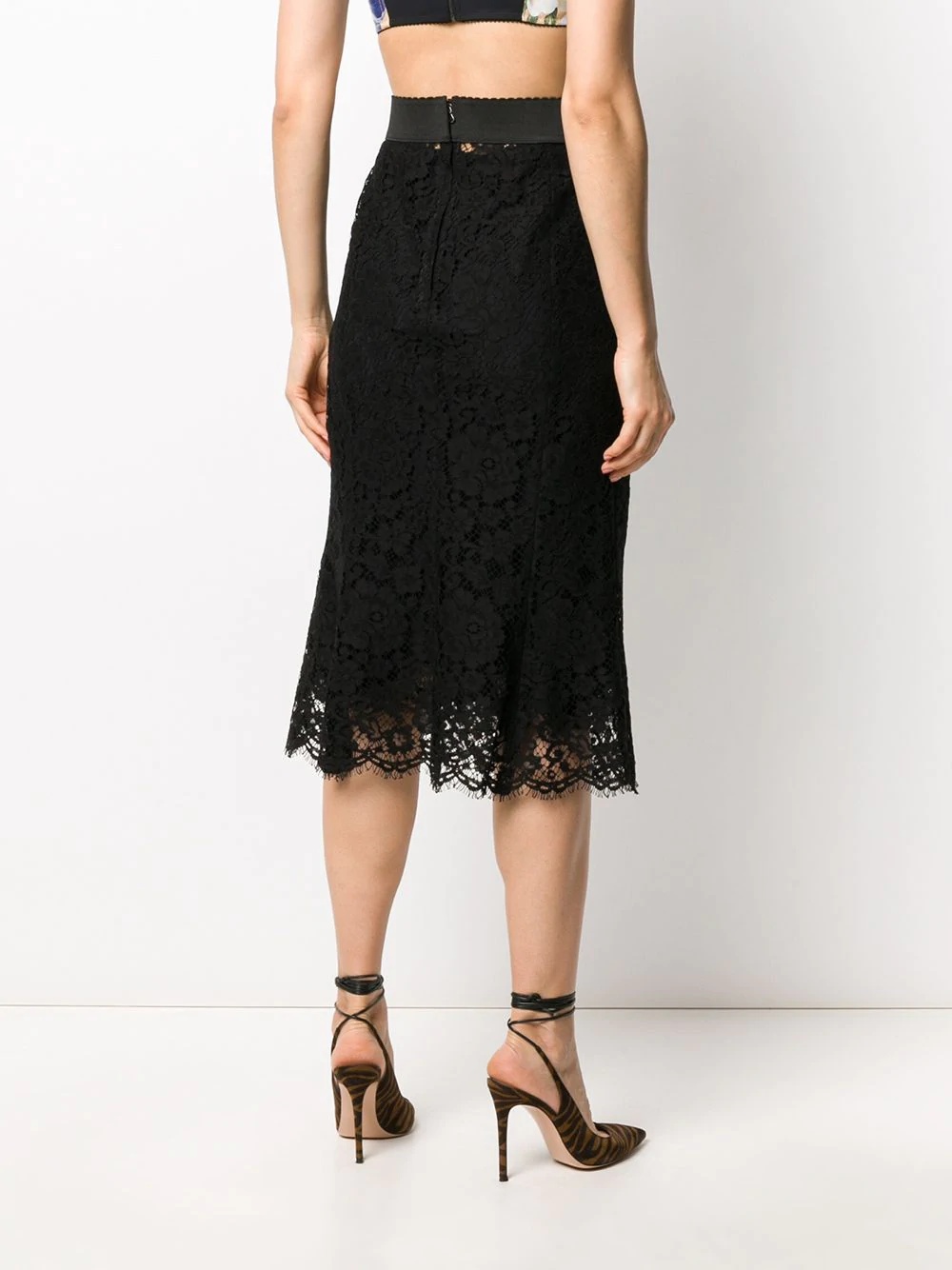 floral lace midi skirt - 4