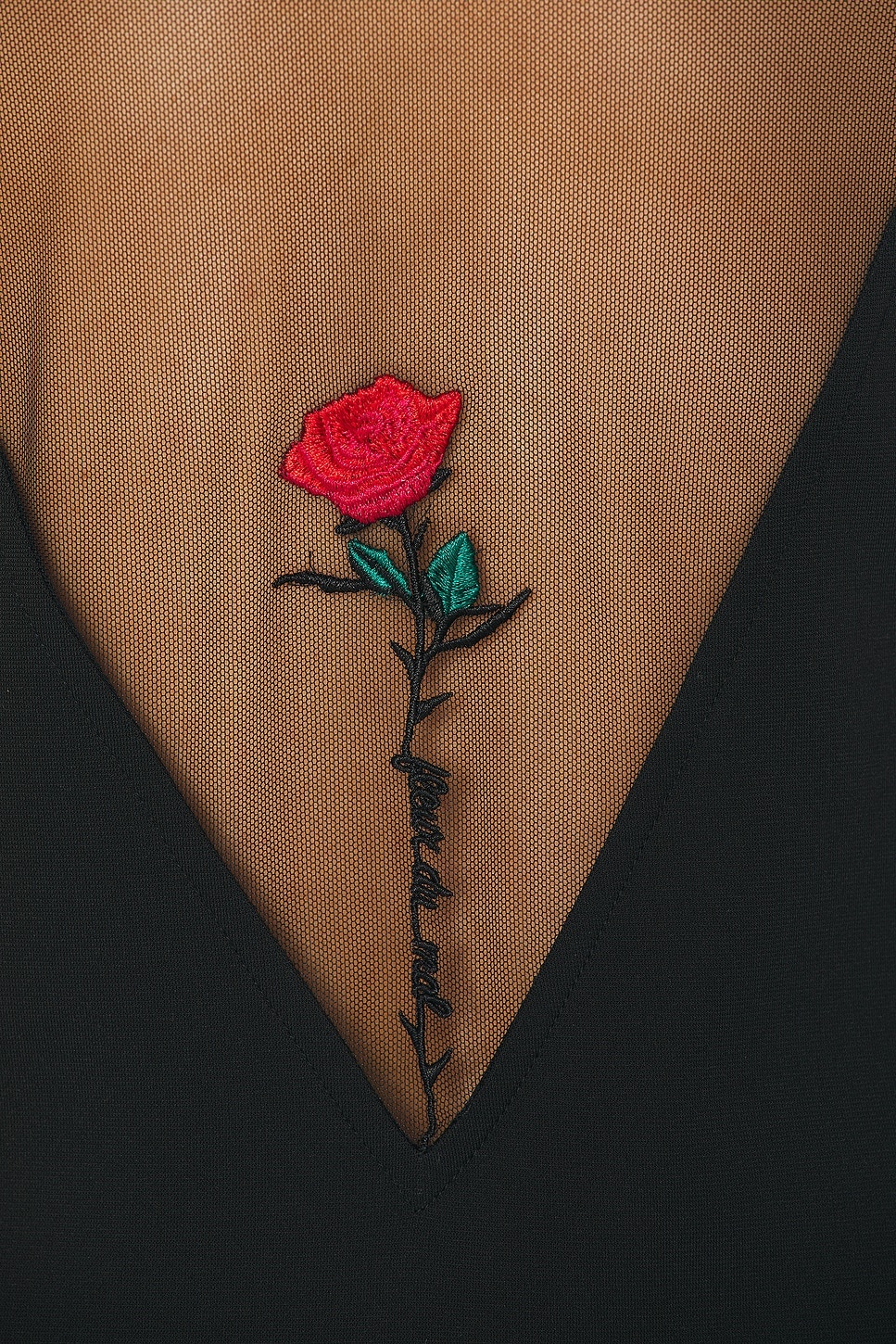 Rose Spine Embroidery High Slit Maxi Dress - 6