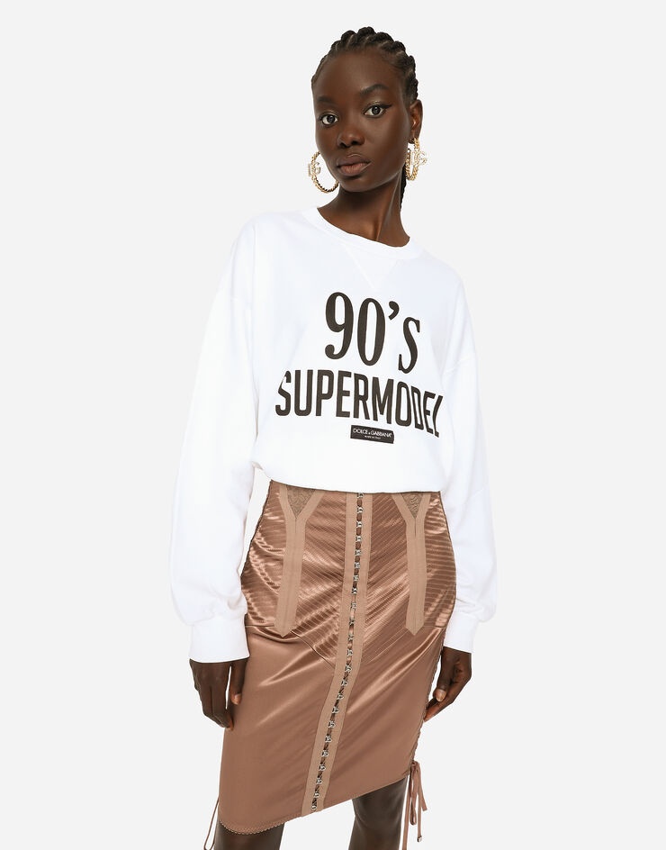 Jersey sweatshirt with 90’s supermodel print - 2