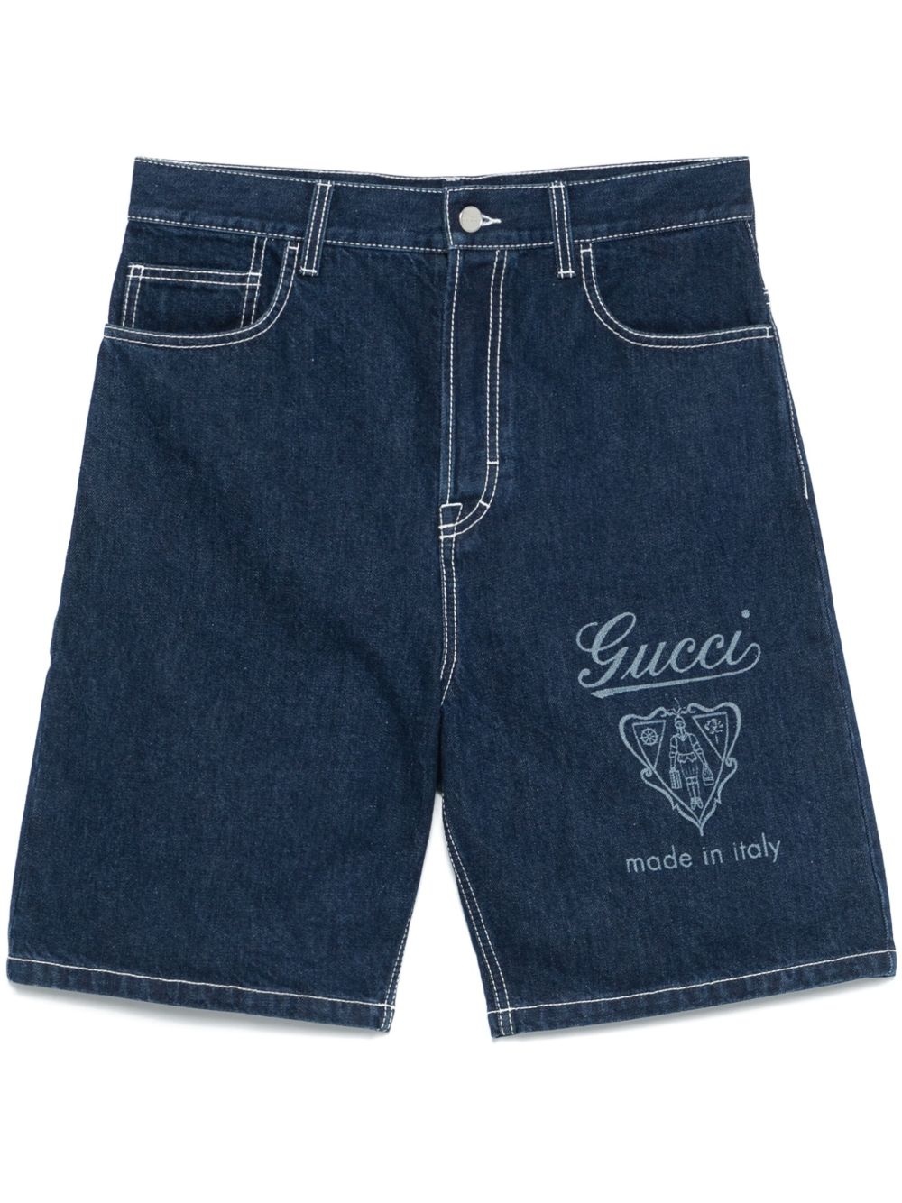 lasered denim shorts - 1