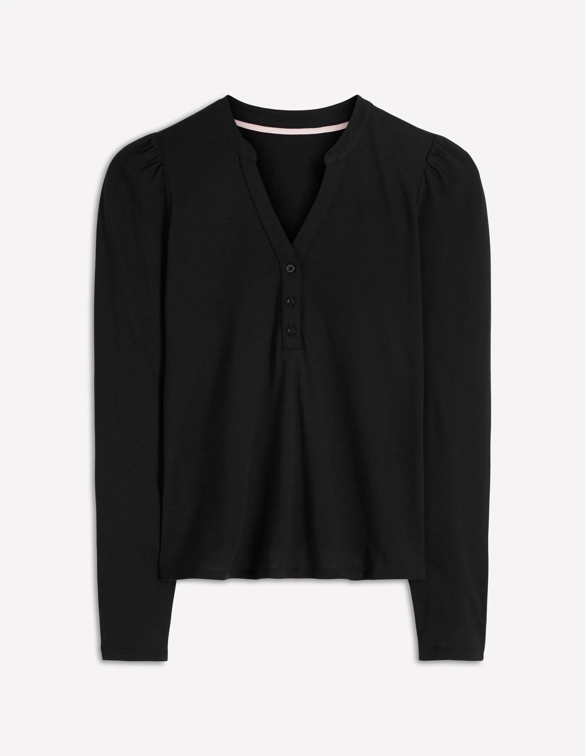 Supersoft Open Neck Henley-Black - 1
