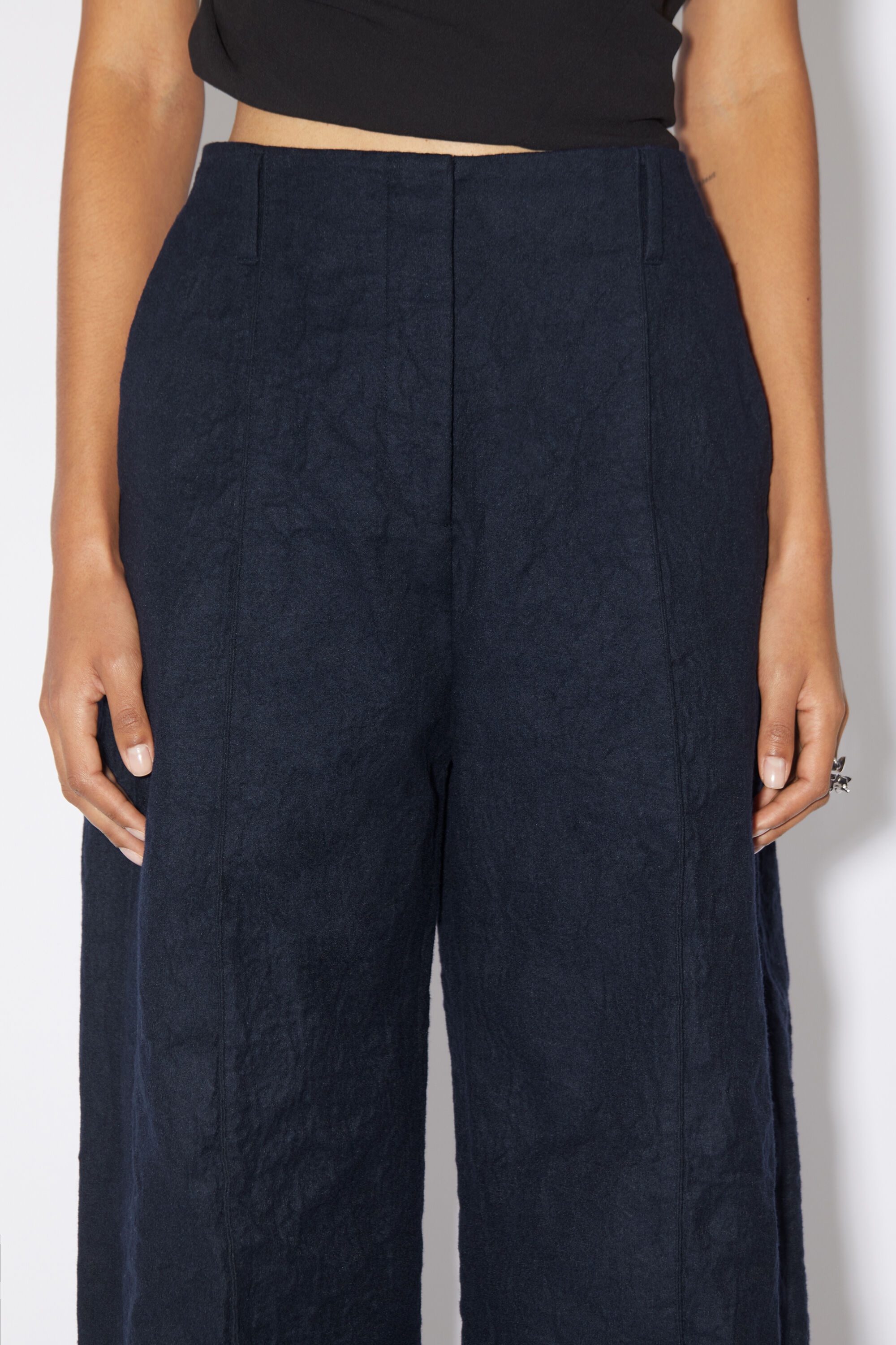 Tailored wool blend trousers - Navy blue - 5