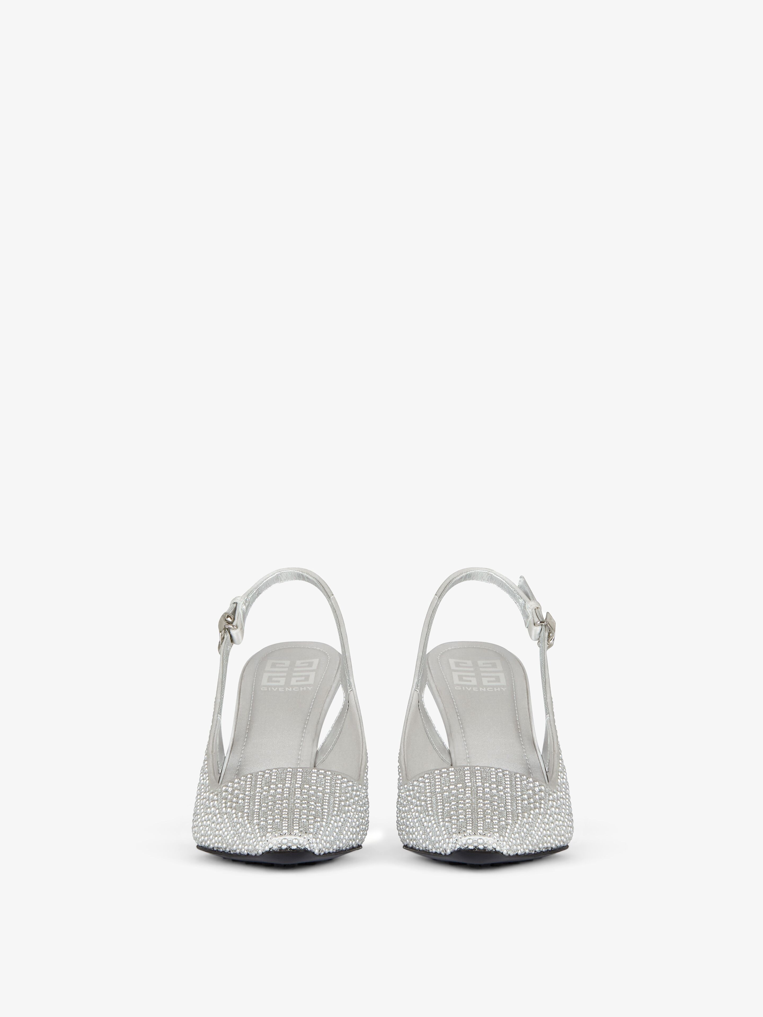 G CUBE SLINGBACKS IN SATIN WITH 4G STUDS AND STRASS - 2