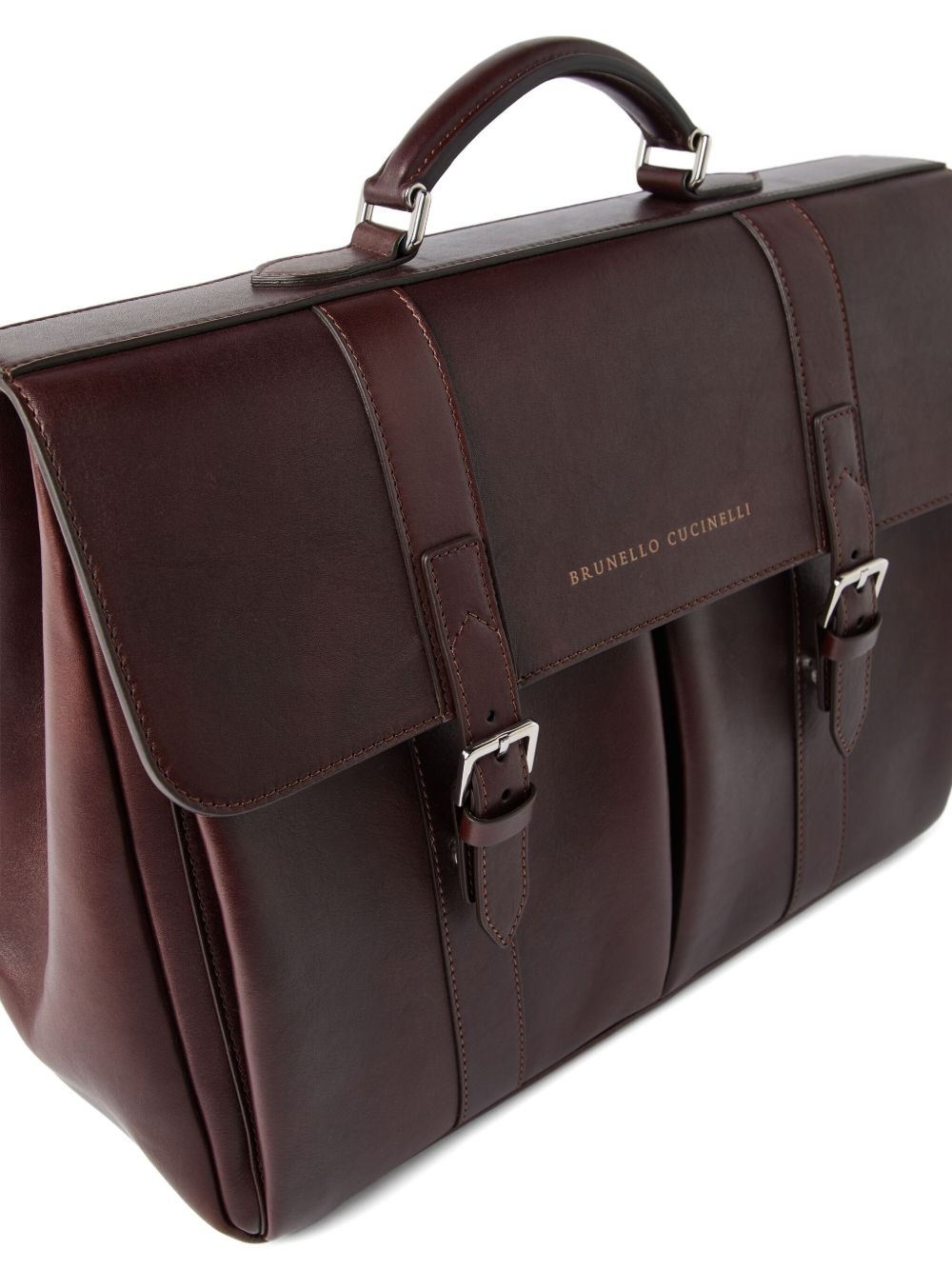 double-buckle leather briefcase - 5
