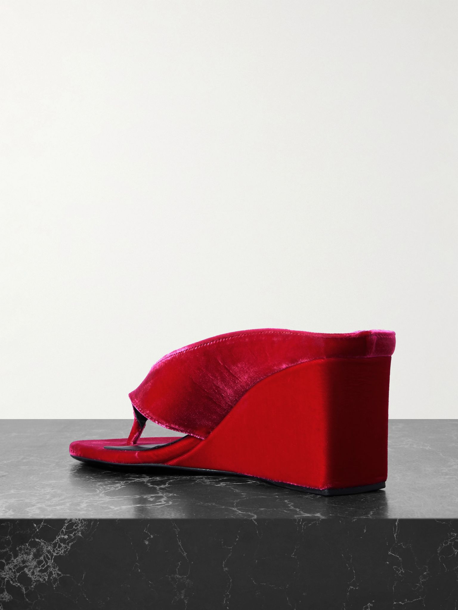 Tong 75 velvet wedge sandals Pink - 3