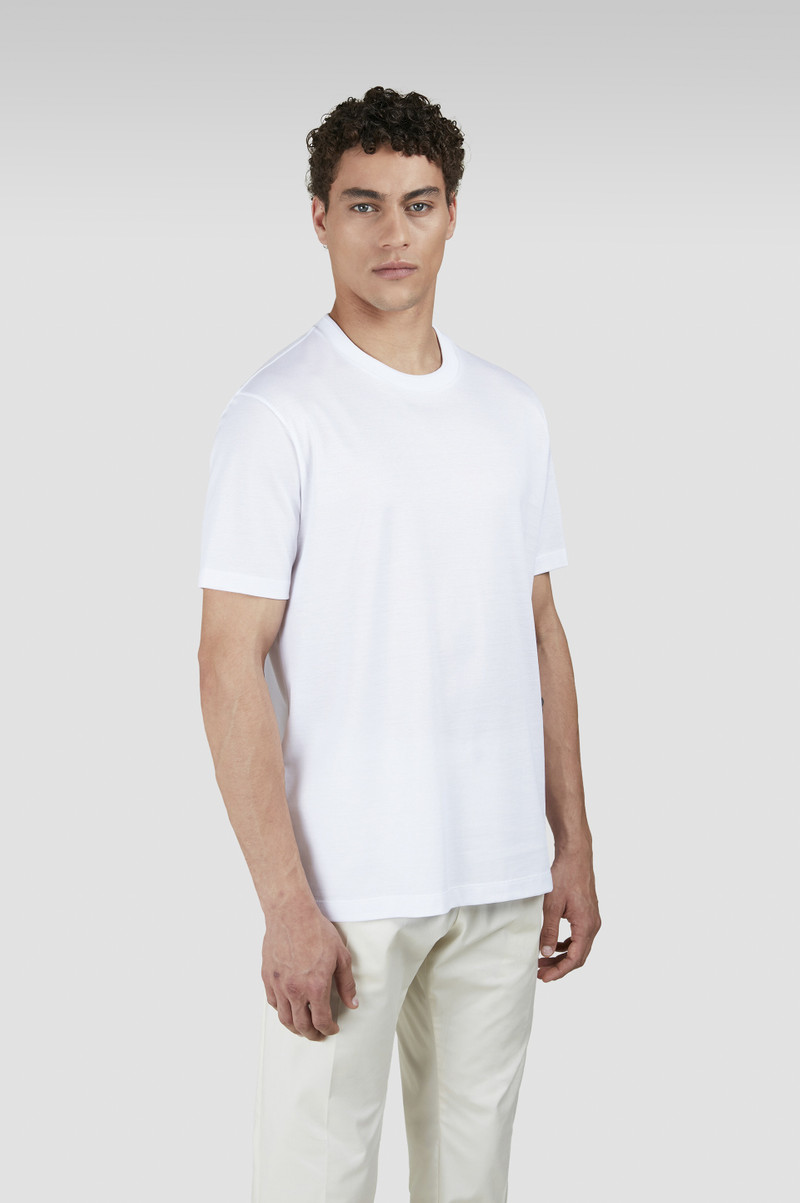 SILVER T-SHIRT IN FINE PIQUÉ COTTON WITH EMBROIDERY 6