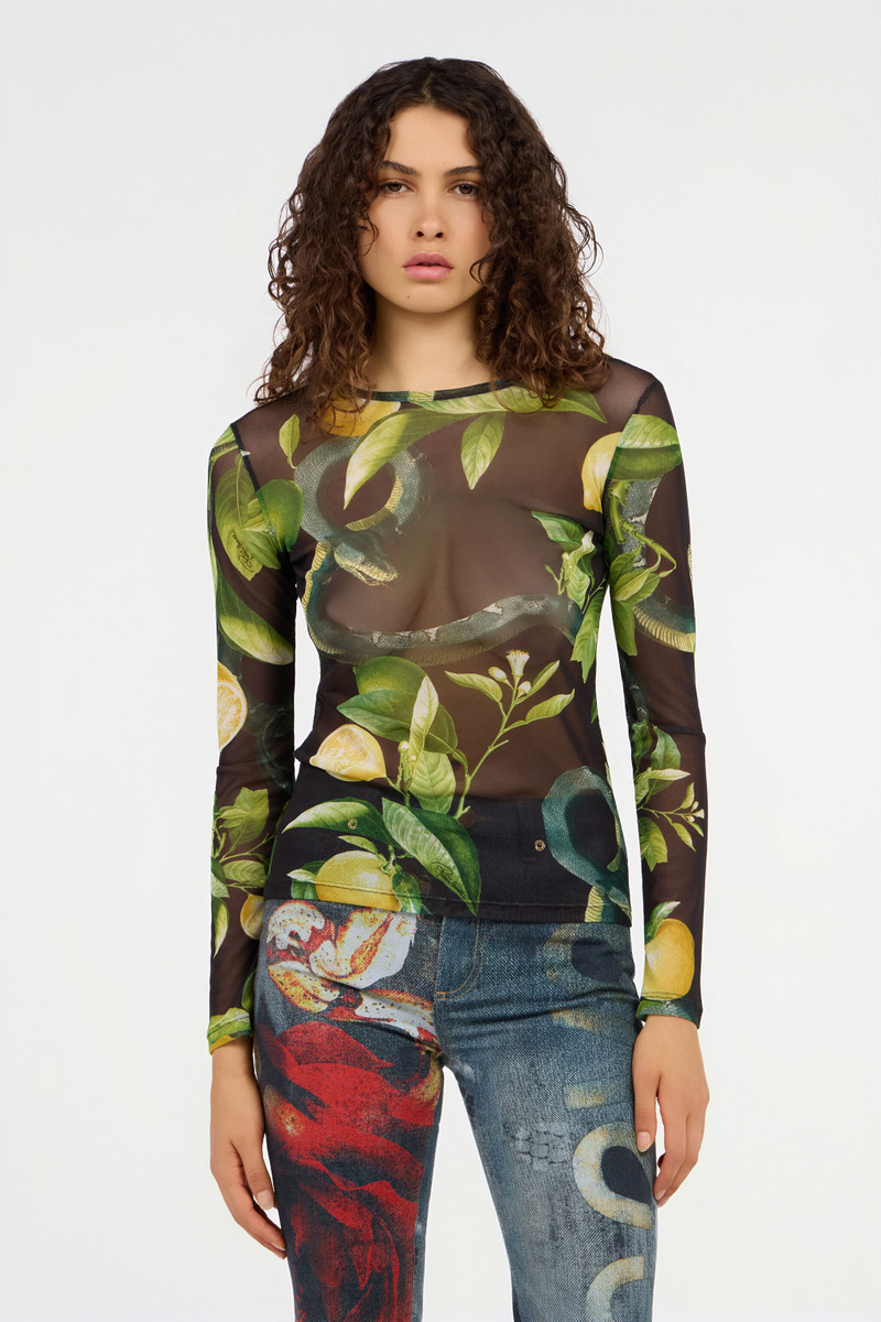 Sweater with Multicolor Lemon and Snake Print 3