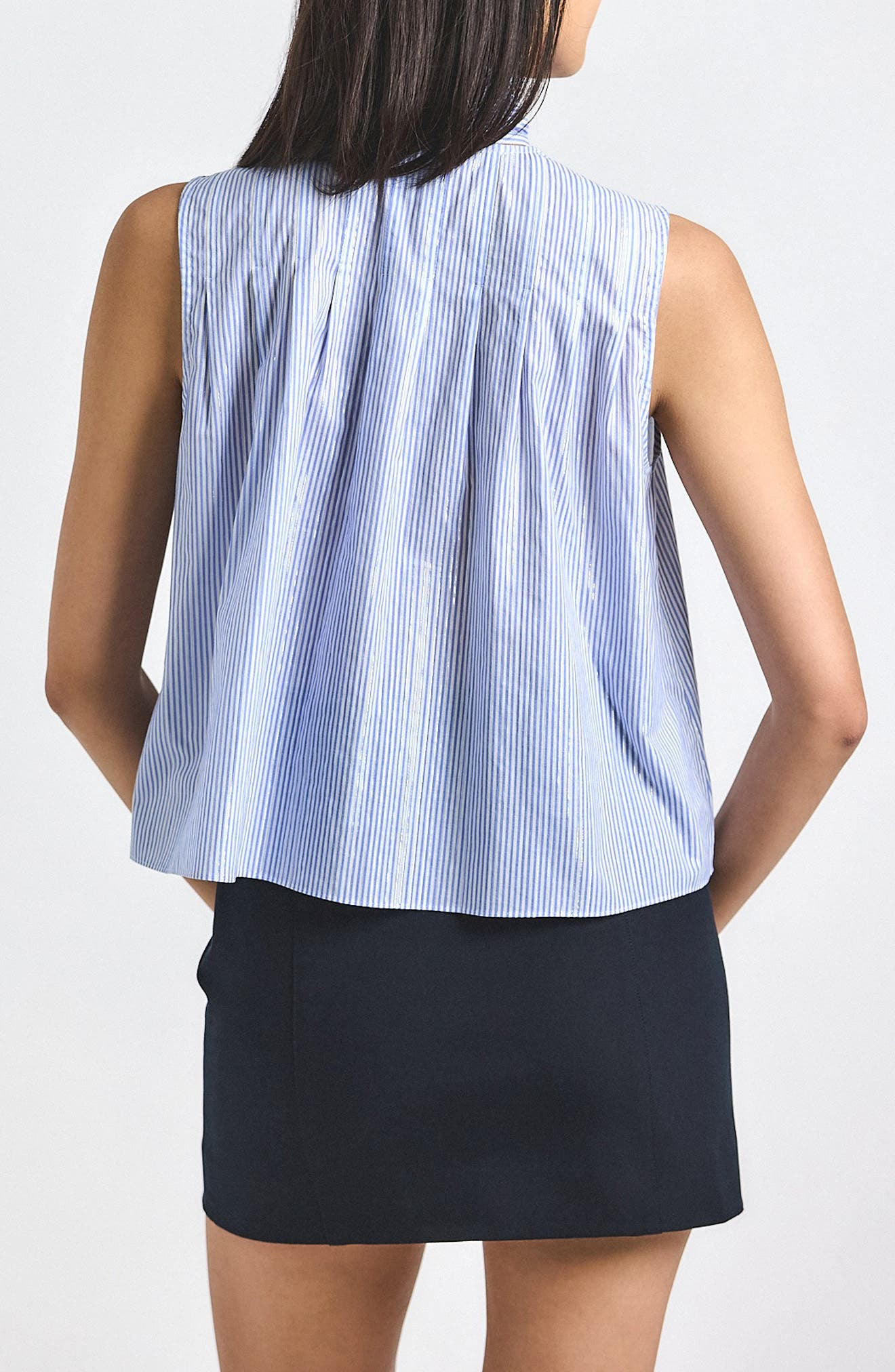 Derek Lam 10 Crosby Aviana Stripe Sleeeless Tie Neck Top in Blue Multi at Nordstrom - 2