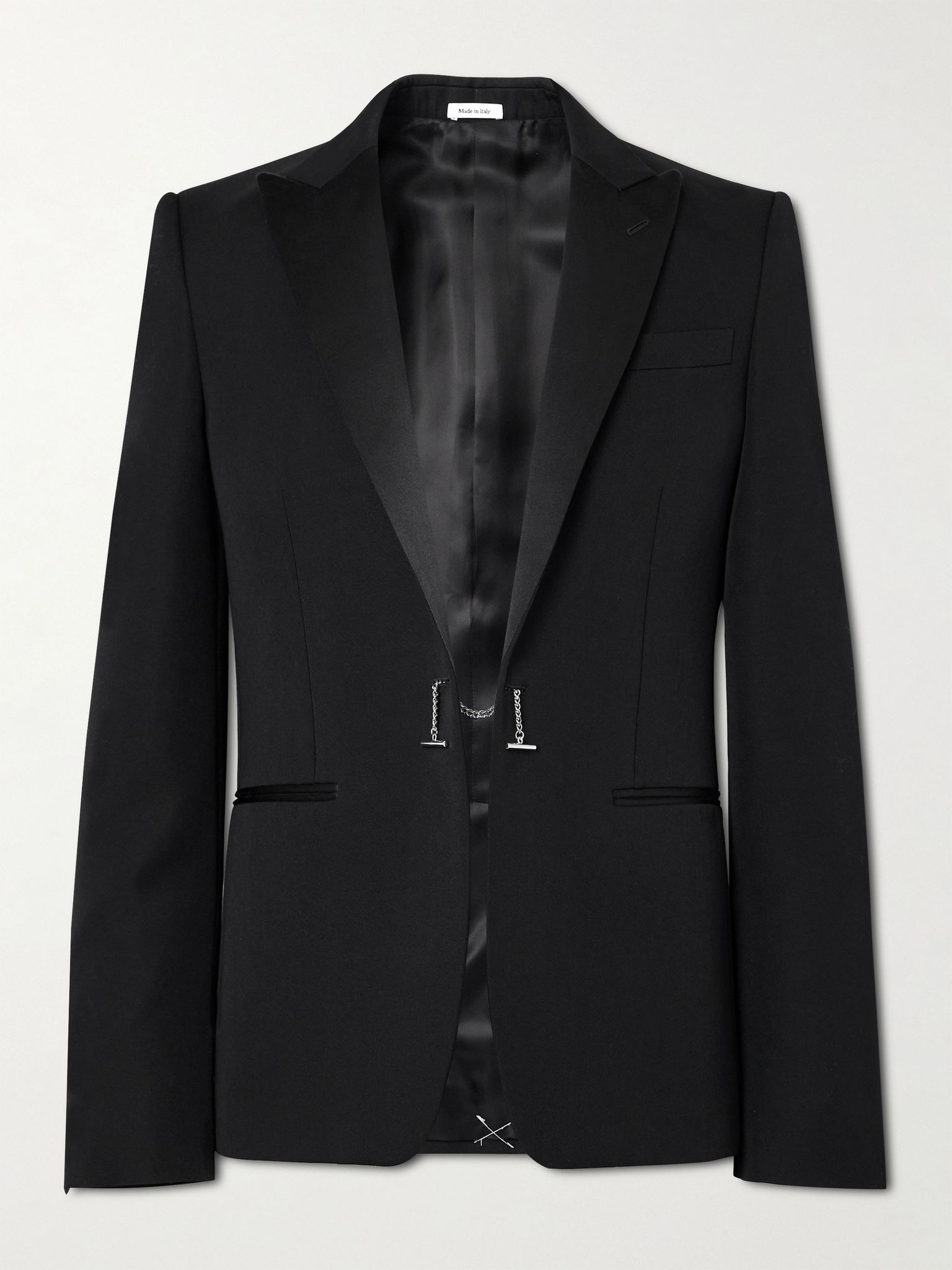 Slim-Fit Silk-Trimmed Grain de Poudre Wool Blazer Black - 1