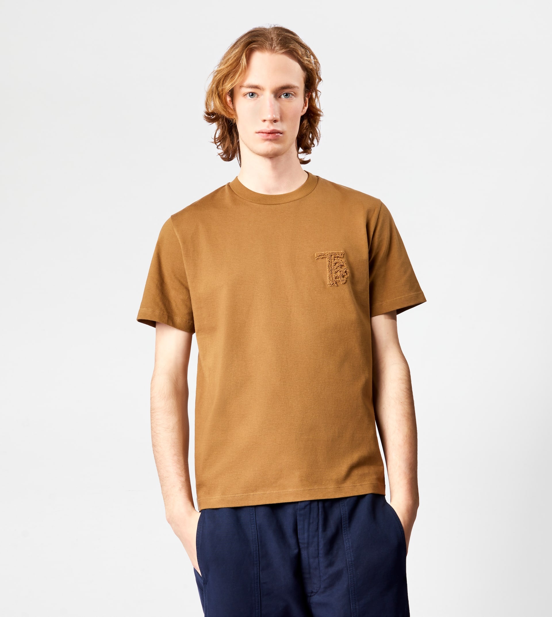 ROUND NECK T-SHIRT - BROWN - 4