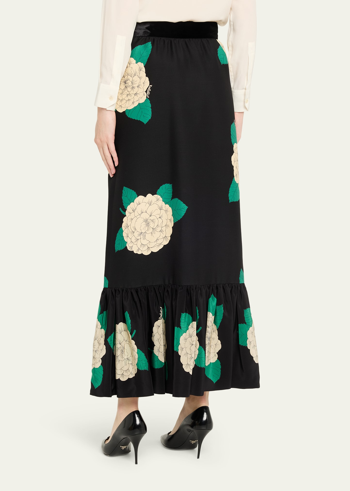 Ortensia-Print Crepe Ruffle Ankle Skirt - 3