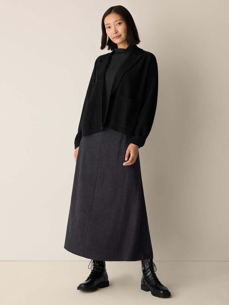 Fine Felted Wool Notch Collar Cardigan in Regenerative Wool 3