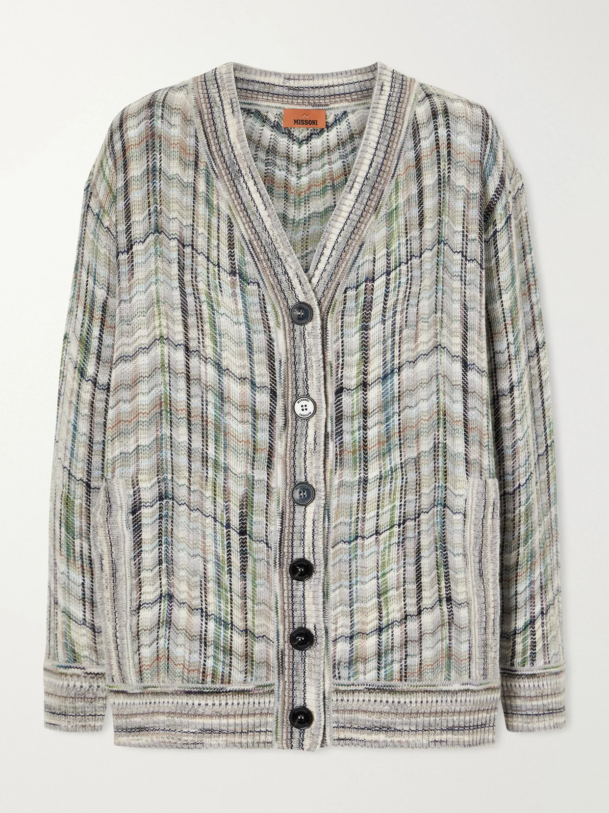 Striped Crochet-knit Wool-blend Cardigan - 1