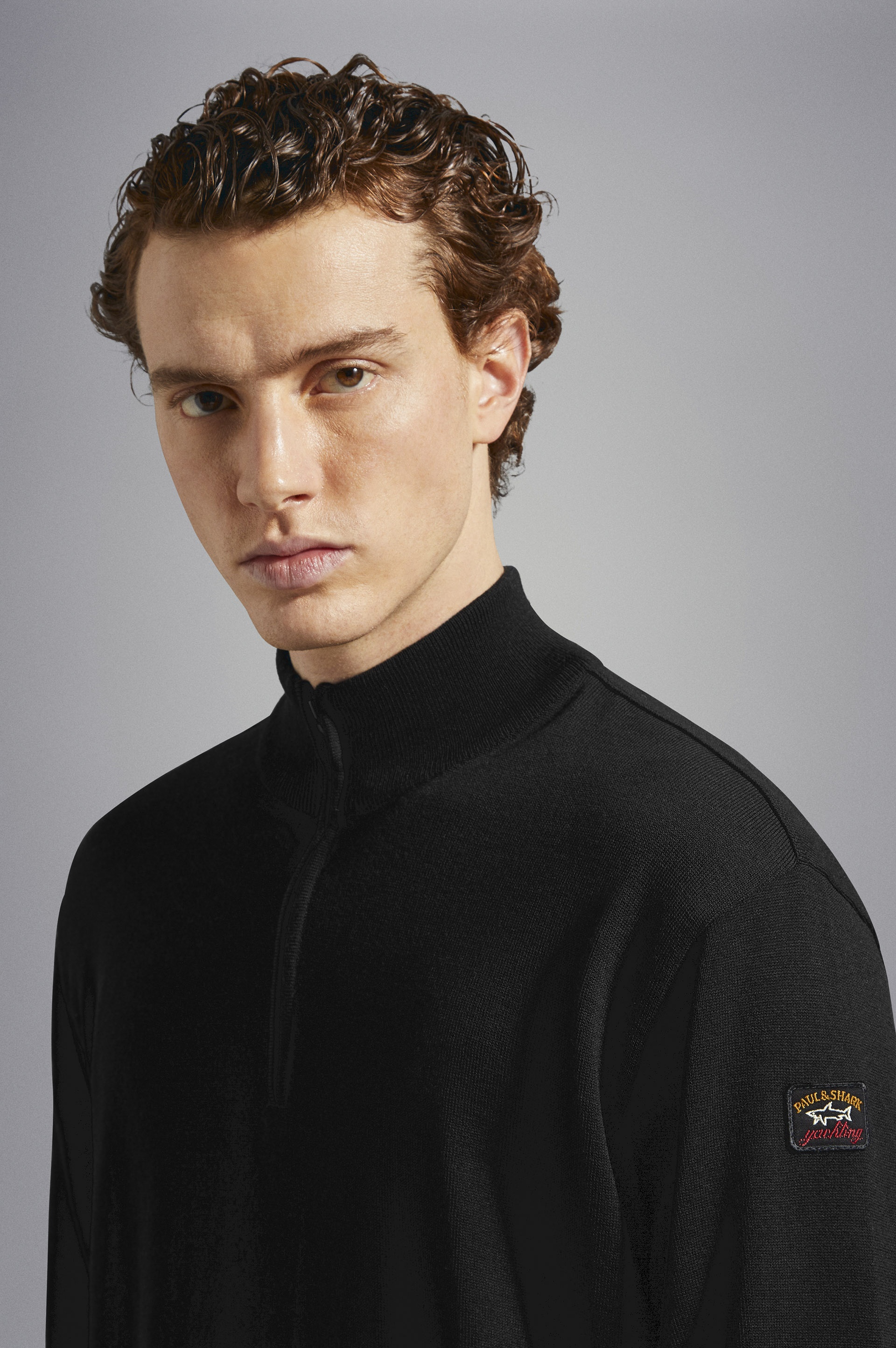 MERINO WOOL HALF ZIP SWEATER WITH ICONIC BADGE - 4