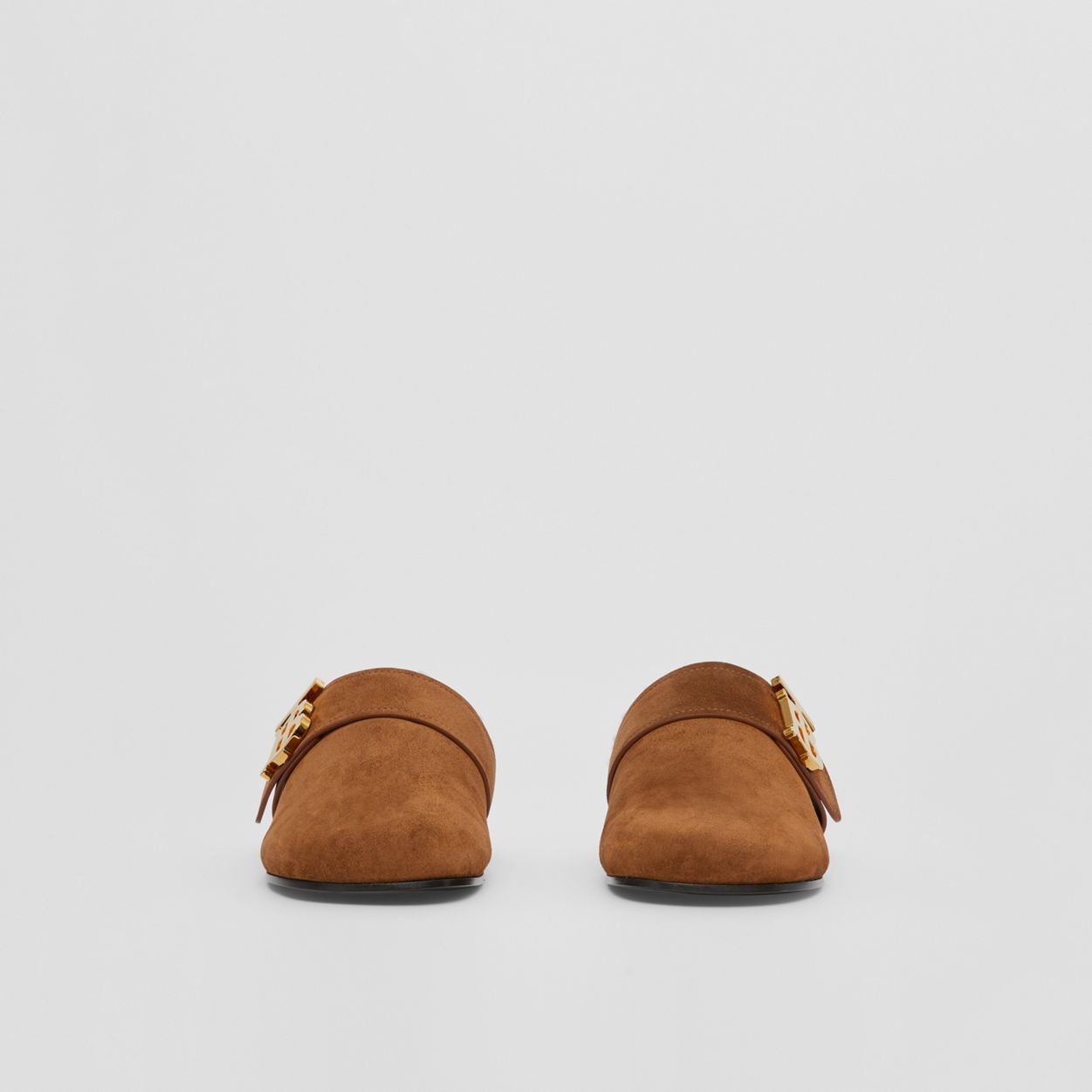 Monogram Detail Shearling-lined Suede Mules - 5