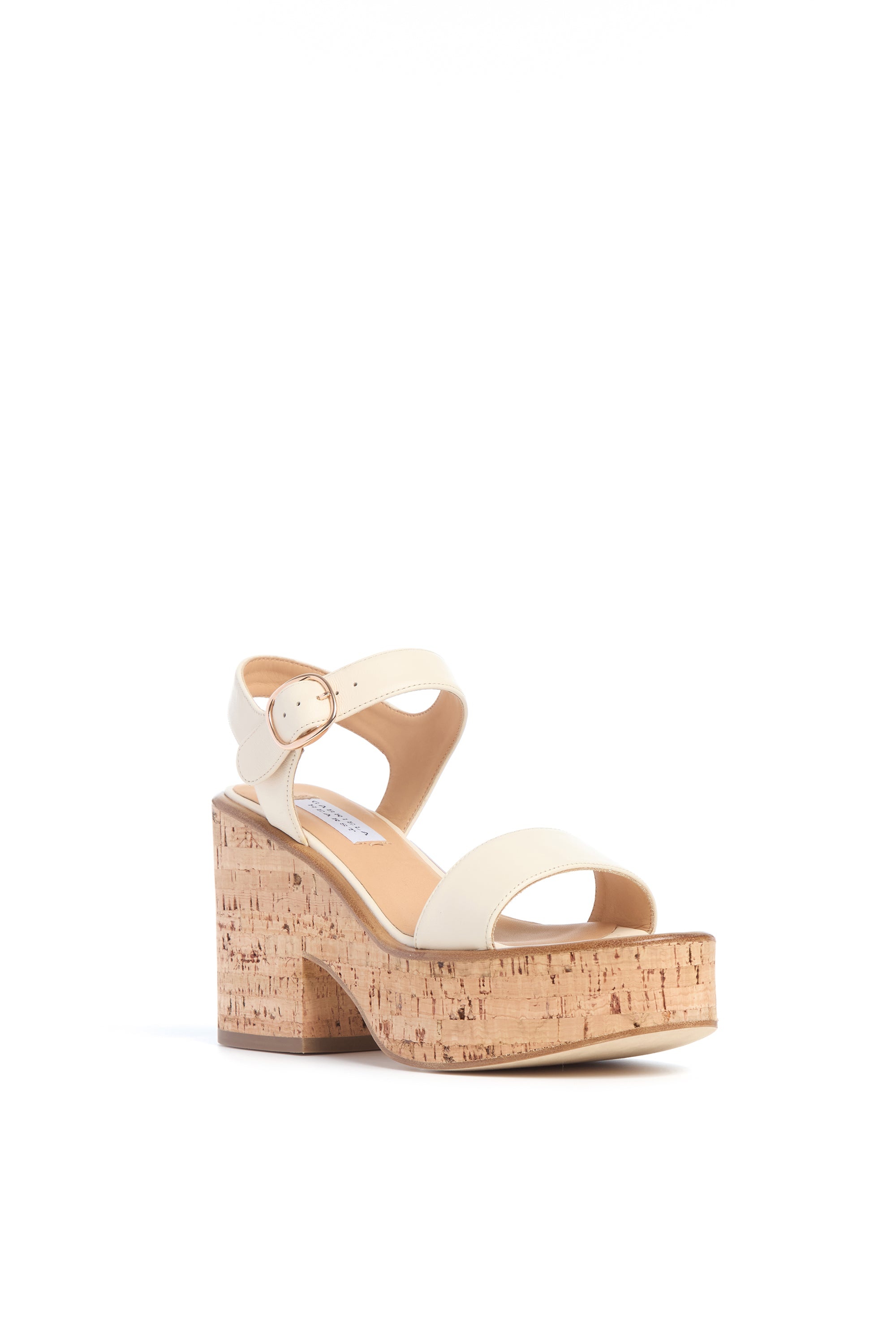 Sardis Platform Sandal in Cream Leather - 2