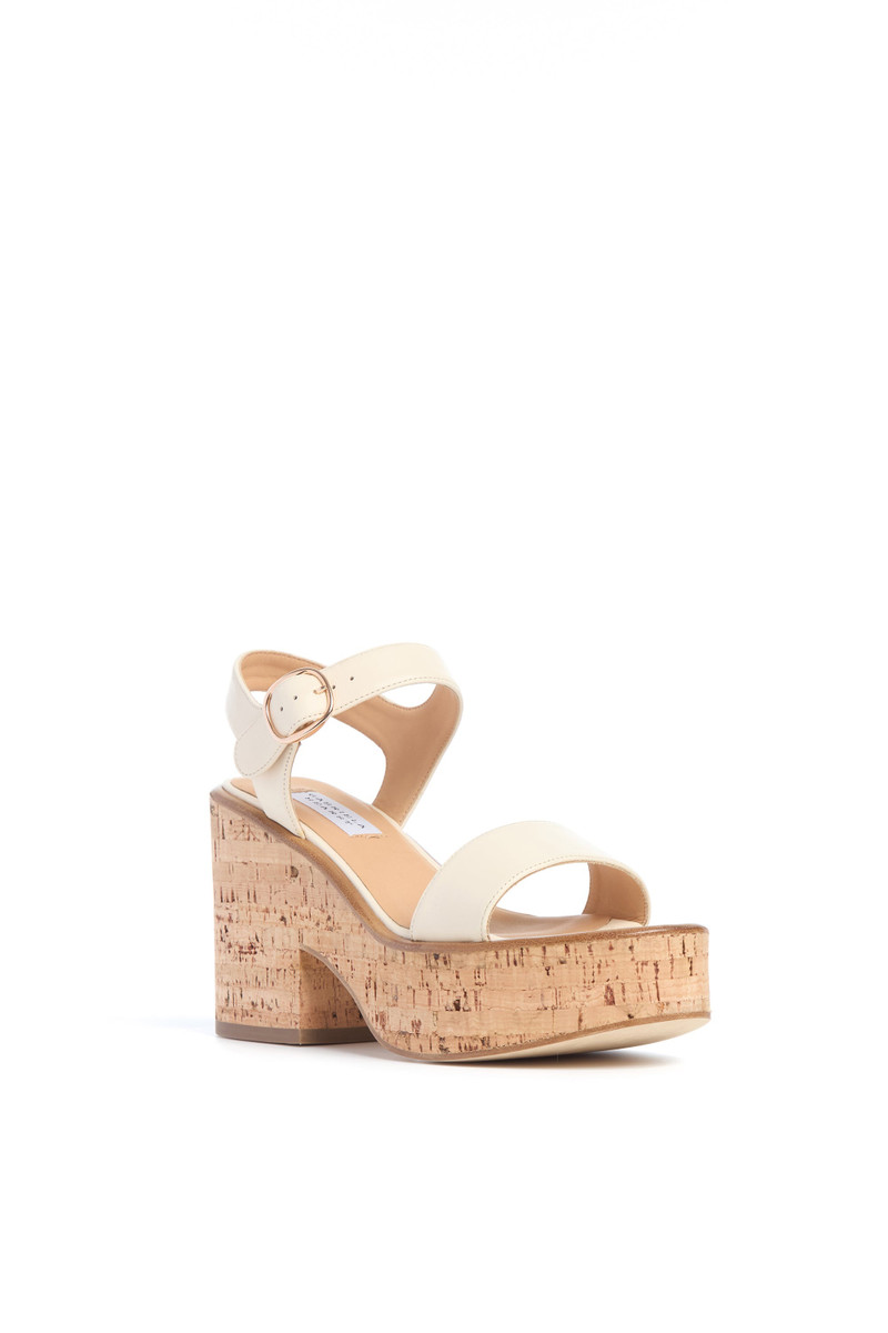 Sardis Platform Sandal in Cream Leather 2