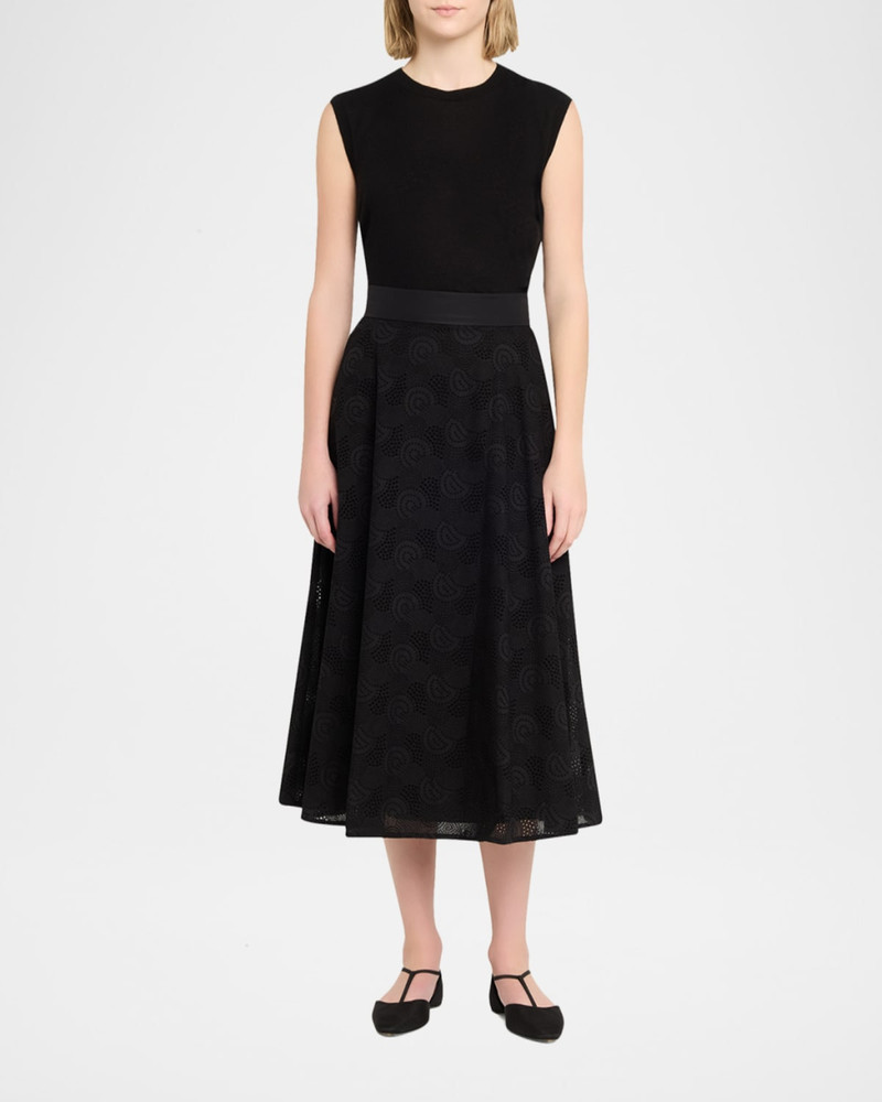 AKRIS Orbit Broderie Anglaise Midi Skirt outlook