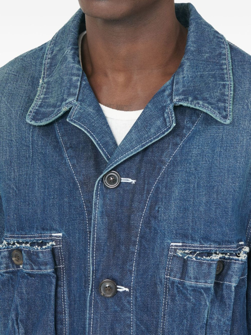 multi-pocket frayed denim jacket 5
