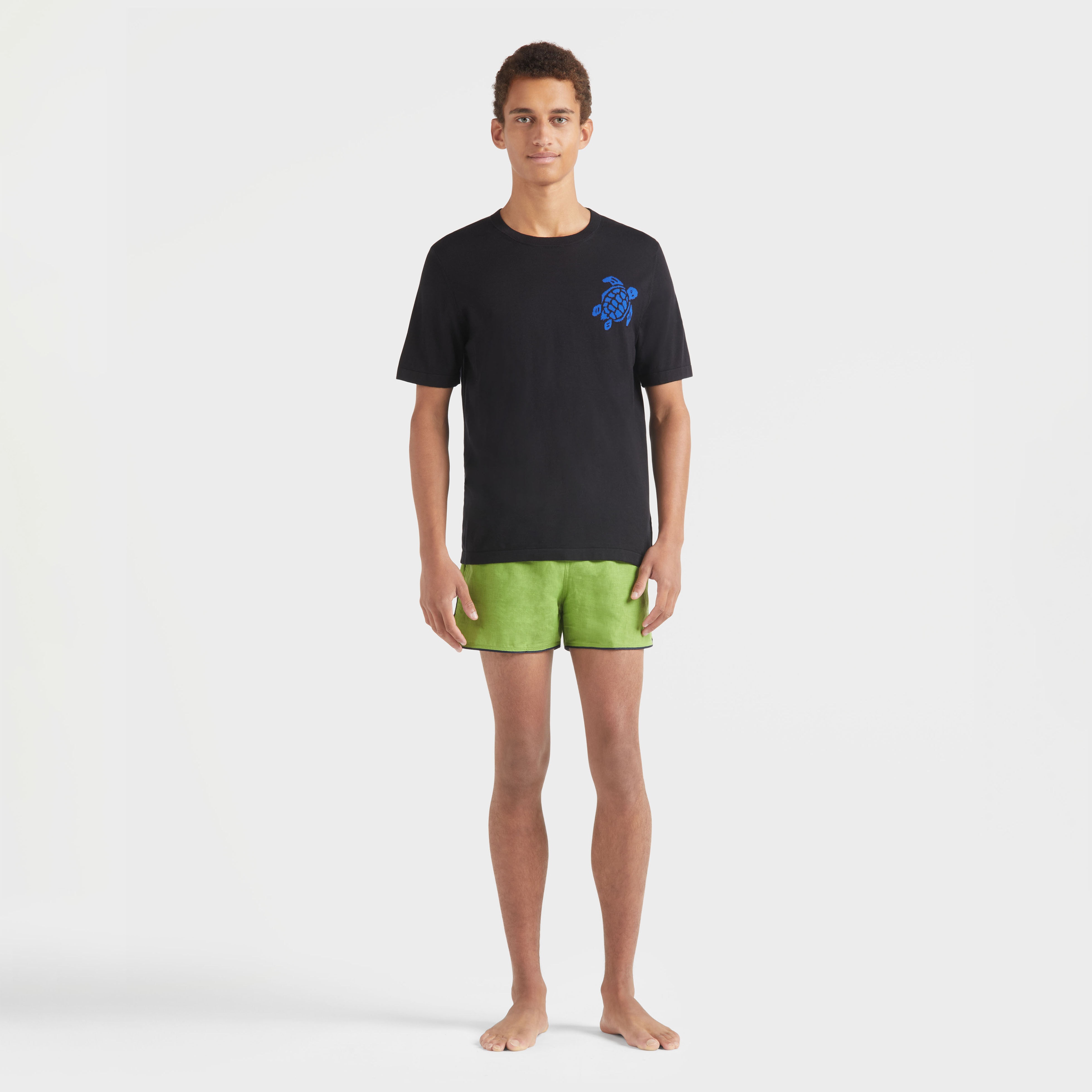 Men Cotton T-shirt Jacquard Turtle - 3