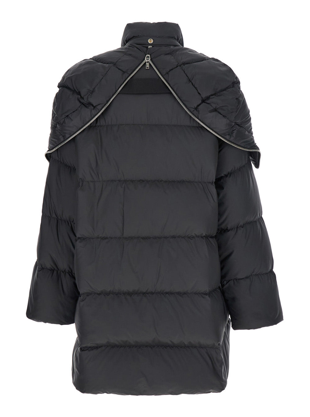 Rick Owens X Moncler Women 'Cyclopic' Black Down Jacket With Removable Hood And Logo Patch In Tech F - 2