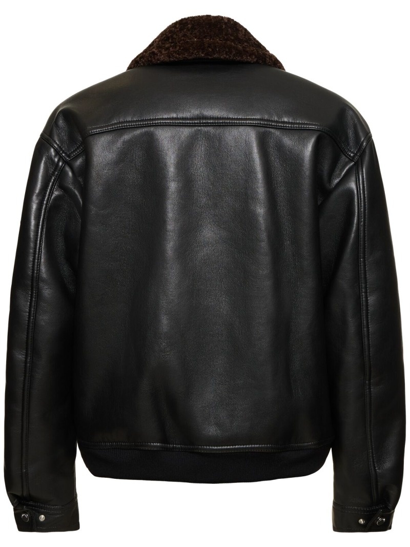 Faux leather shearling flight jacket - 3