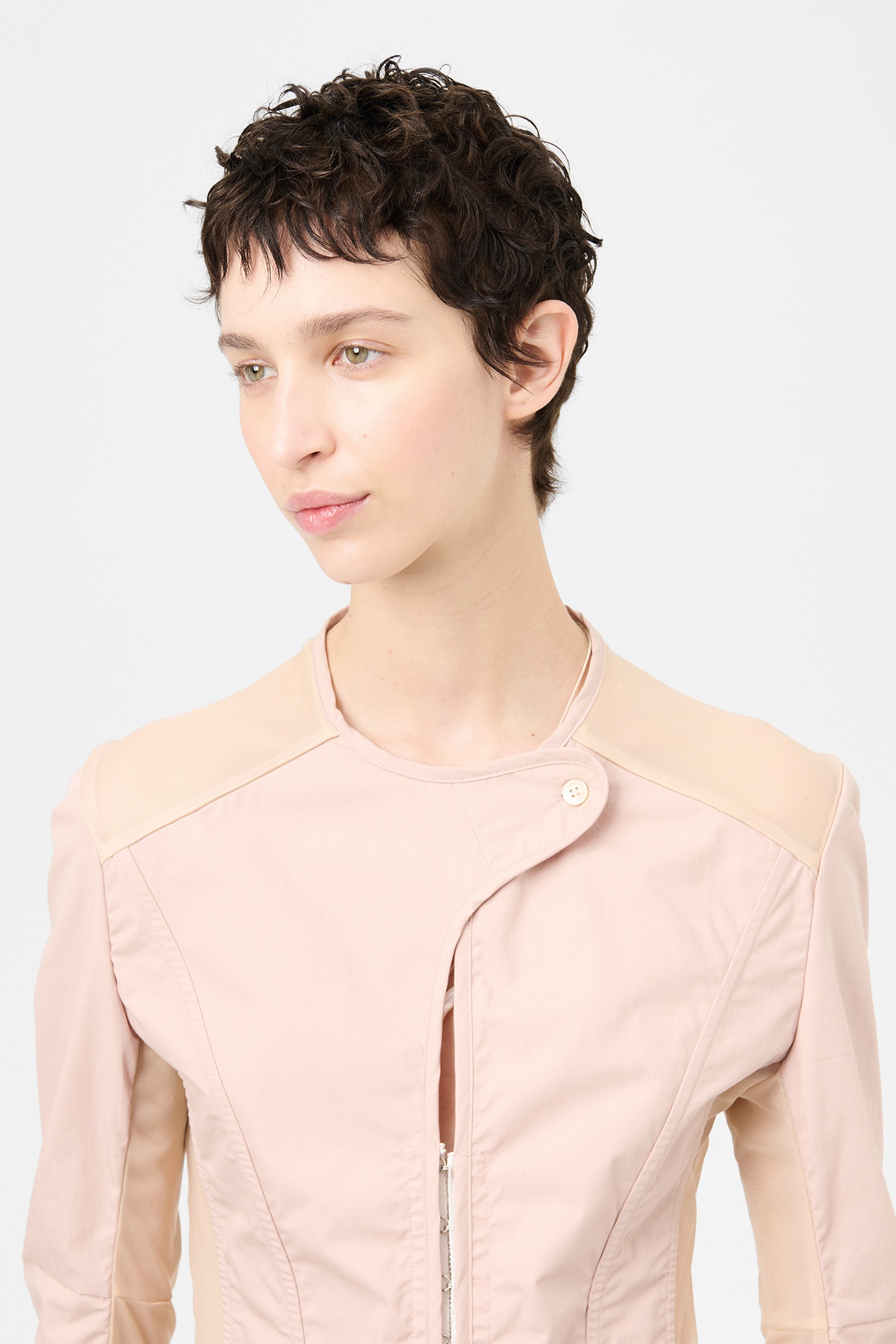 Corset Jacket Powder Rouge Sanded Poplin. - 4