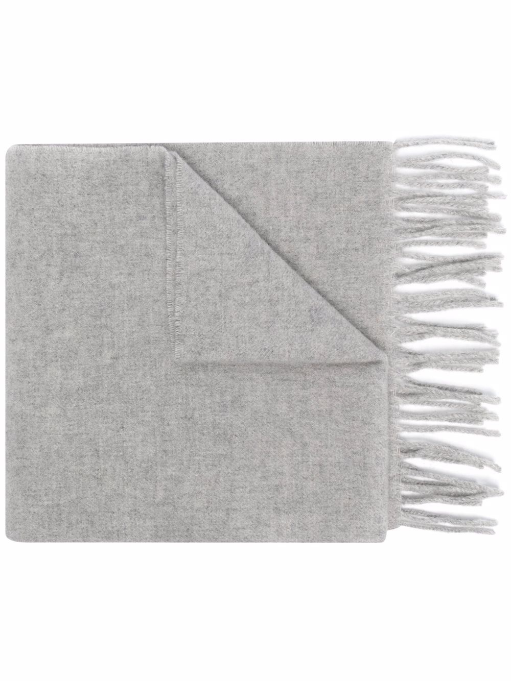 logo patch wool fringed scarf - 1