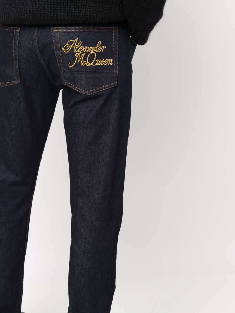 embroidered logo skinny jeans - 5