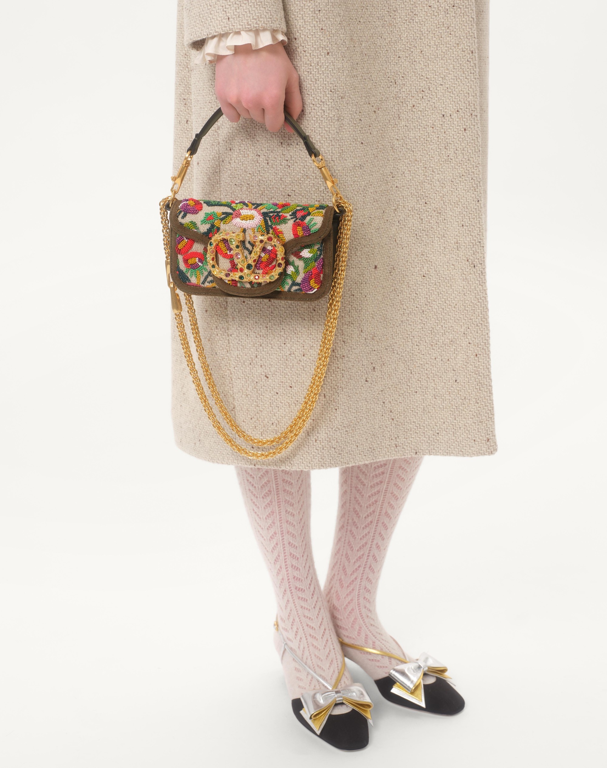 VALENTINO GARAVANI LOCÒ SMALL SHOULDER BAG EMBROIDERED WITH JEWEL LOGO - 7