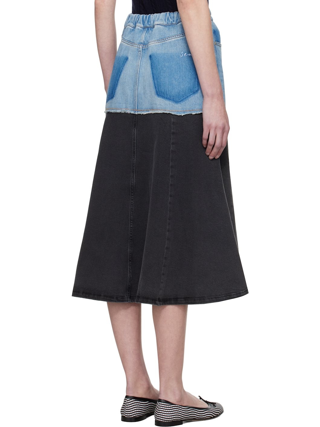 Blue & Black Elle Denim Midi Skirt - 3