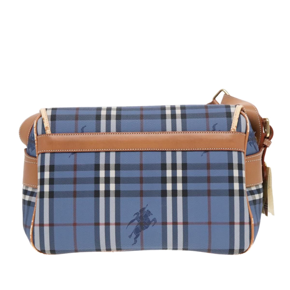 Burberry Nova Check Shoulder Bag Pvc Leather Blue Gold - 3
