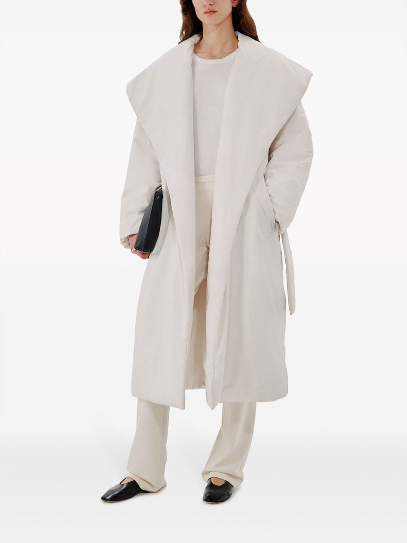 Another Tomorrow wrap-design belted puffer jackets outlook