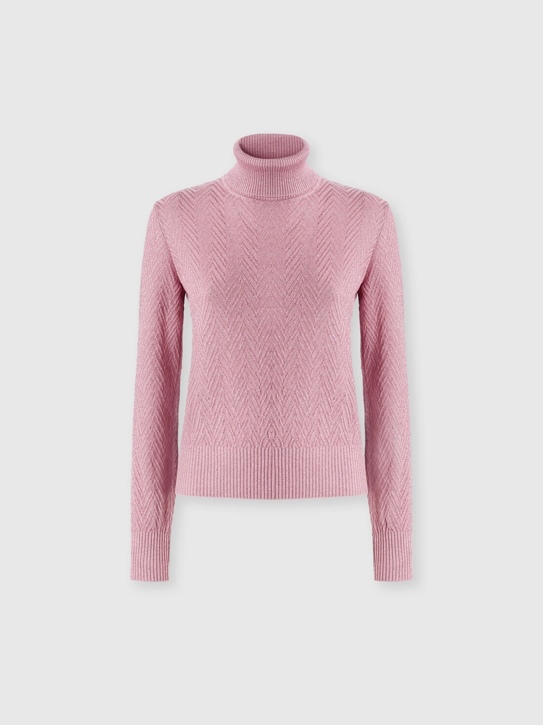 Long-sleeved turtleneck sweater with chevron pattern - 1