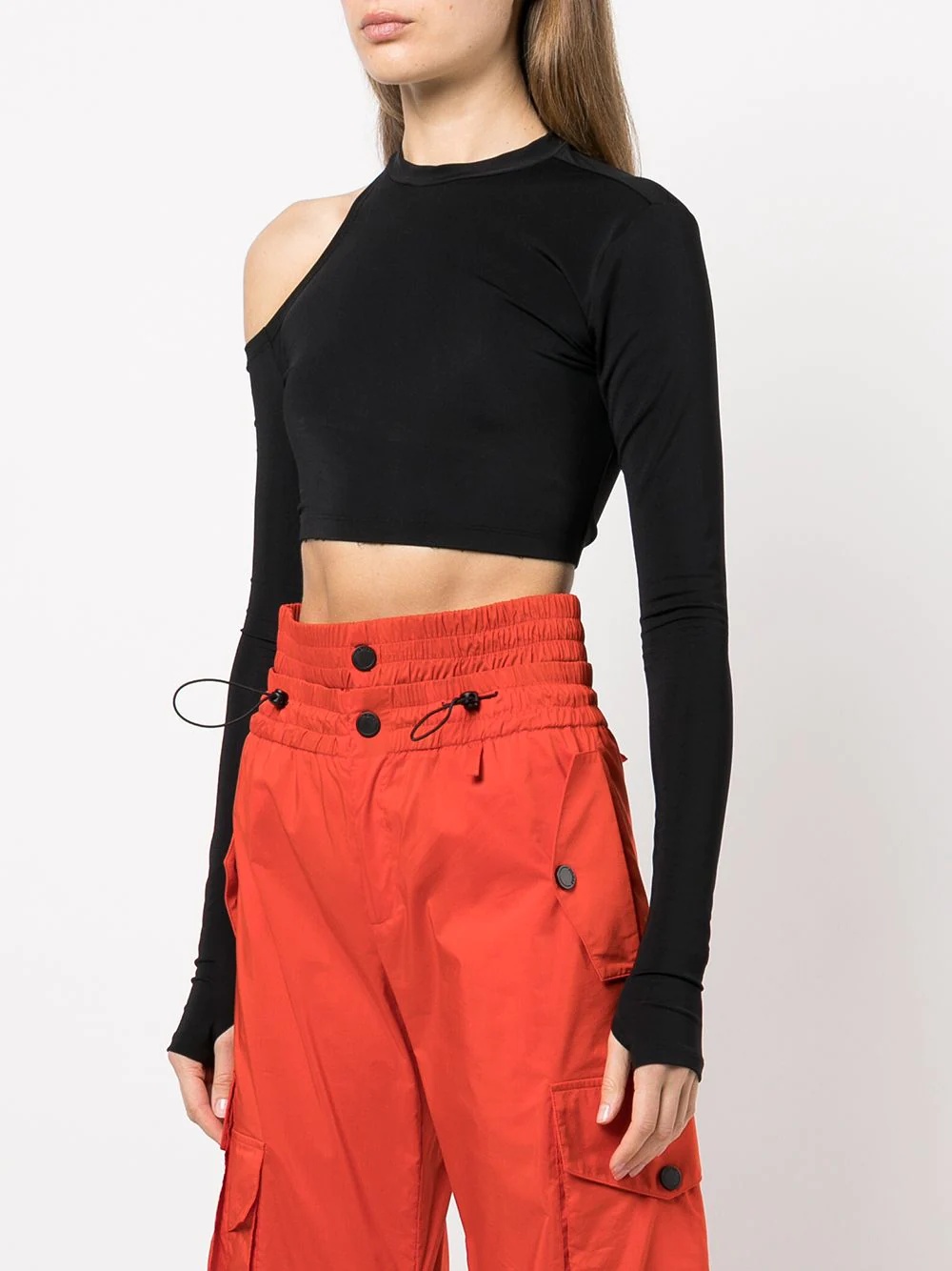 longsleeved cut-out cropped top - 3