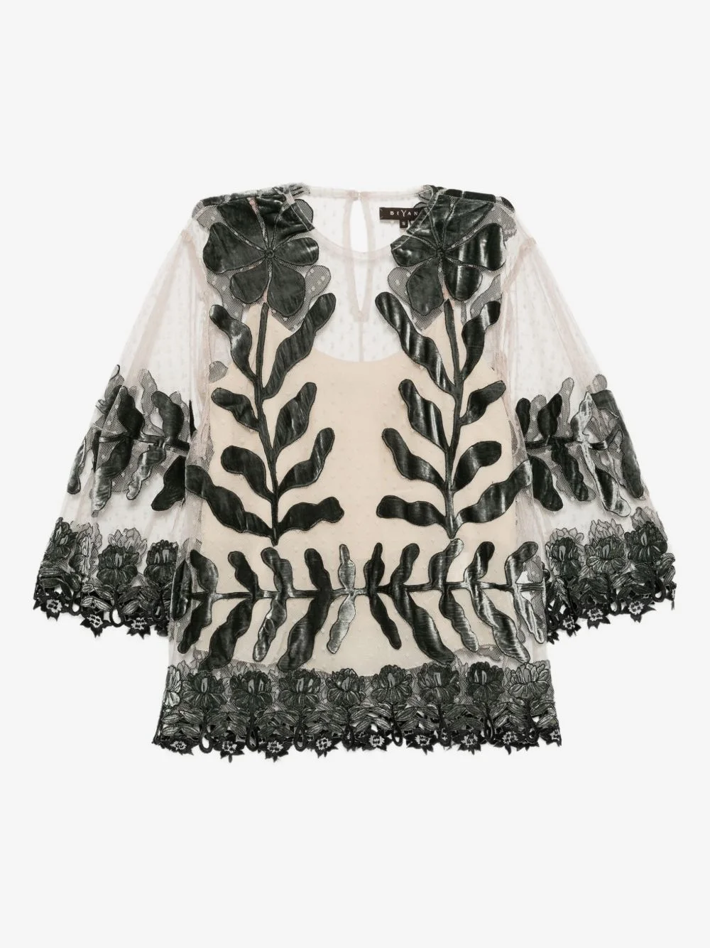 floral lace appliqué blouse - 1