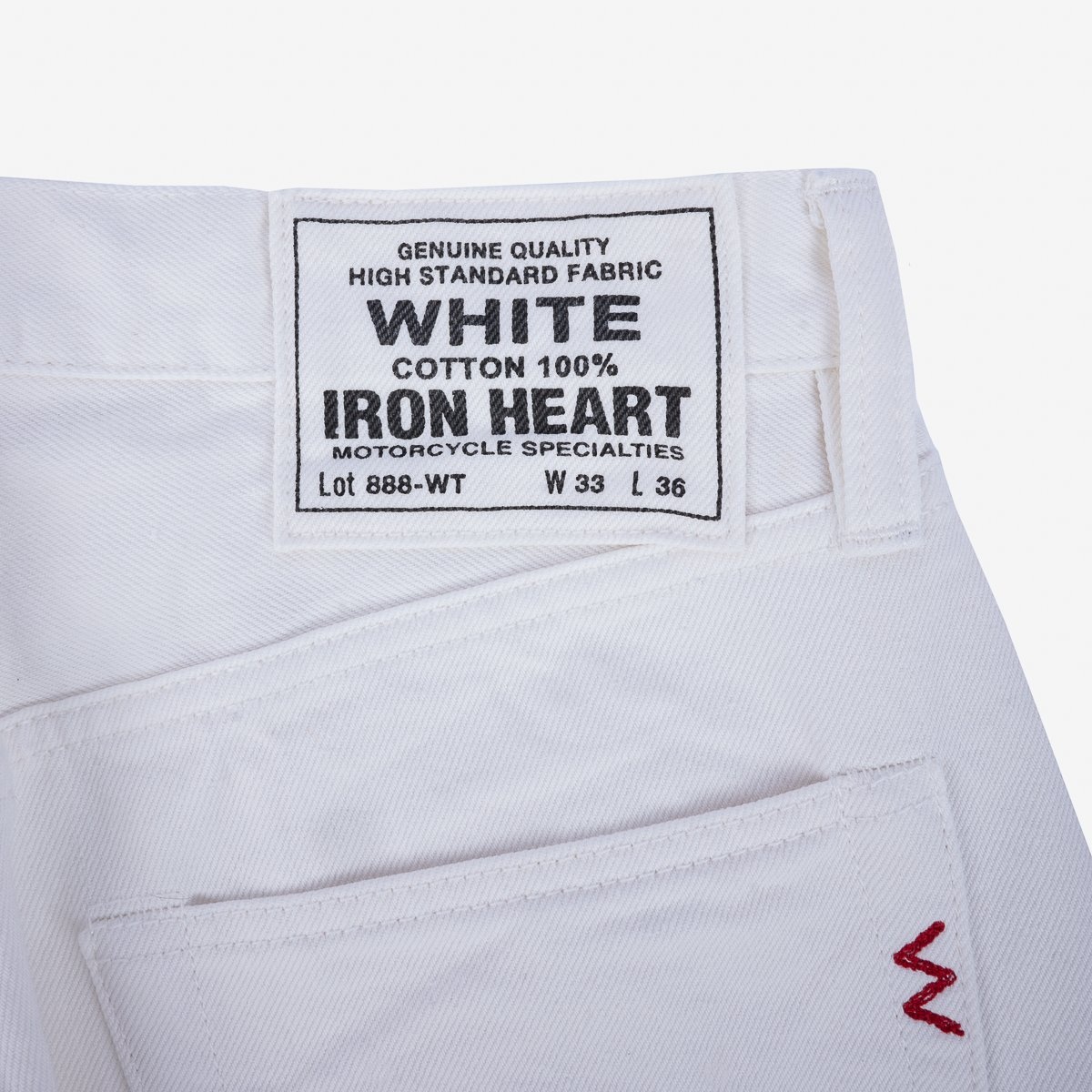 IH-888-WT 13.5oz Denim Medium/High Rise Tapered Cut Jeans - White - 7