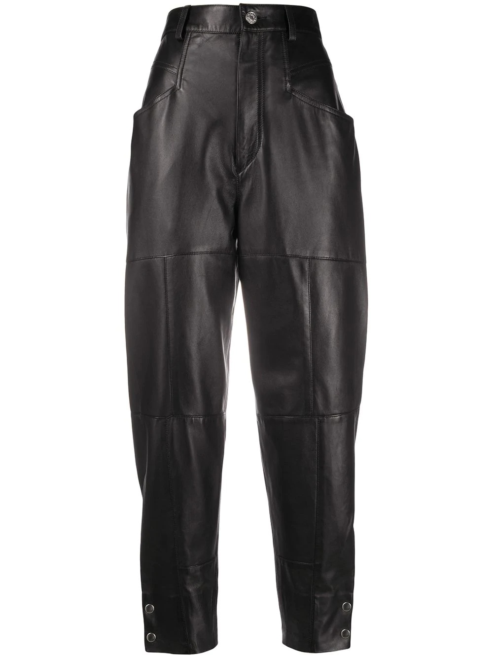 Xiamao high-waisted leather trousers - 1