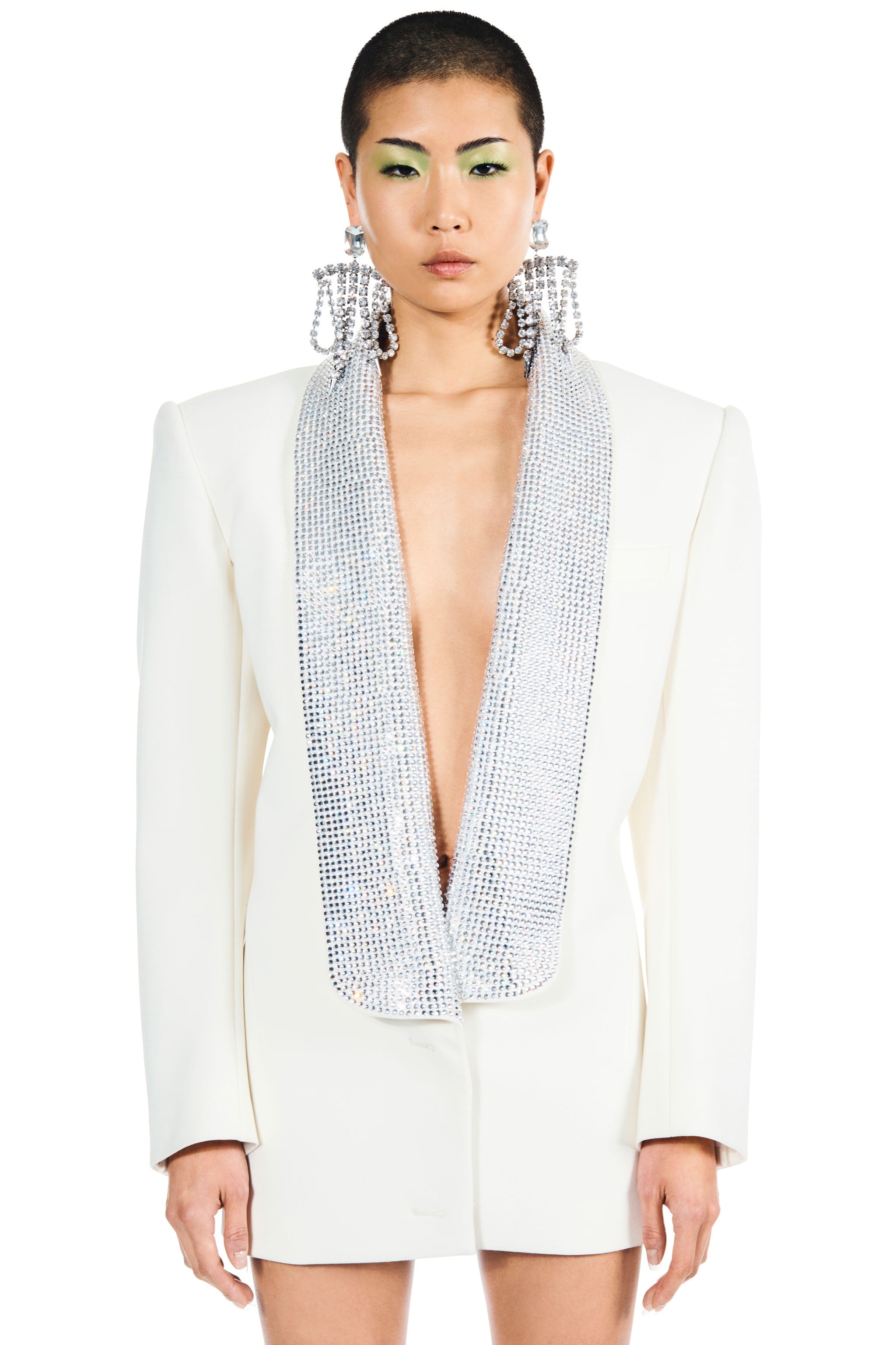 CRYSTAL EMBELLISHED TUXEDO DRESS - 3
