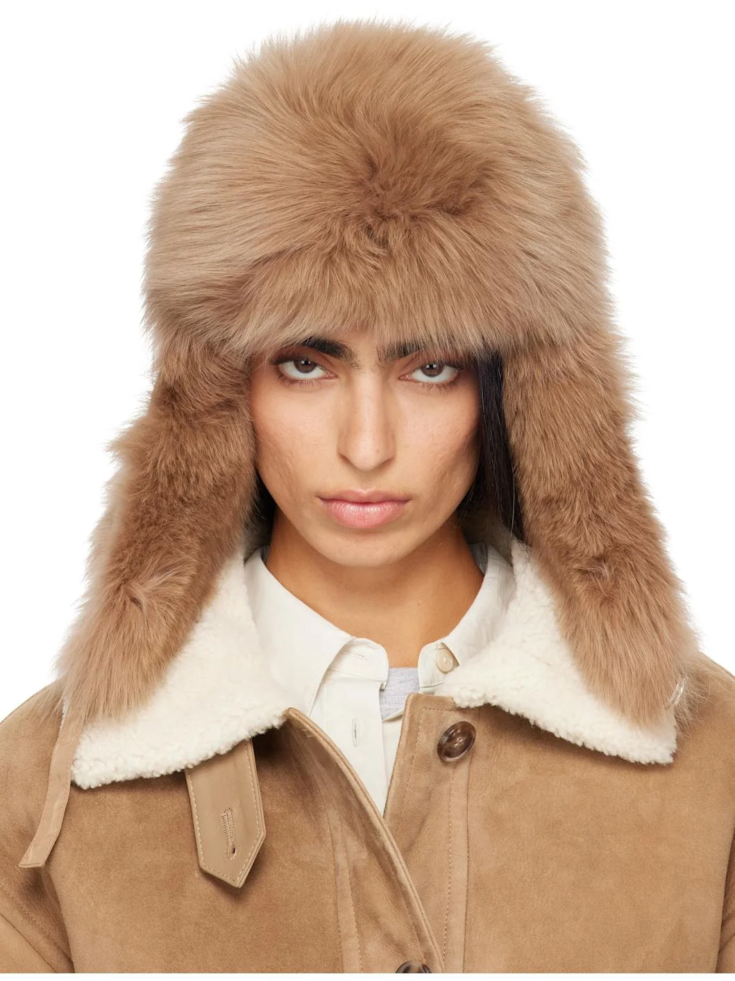 Beige Chapka Fur Hat - 1