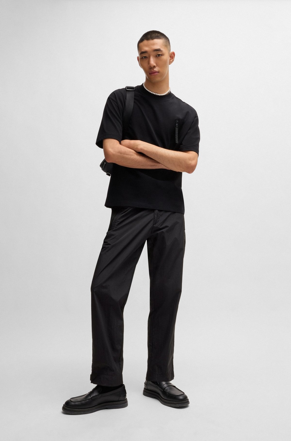 REGULAR-FIT TROUSERS IN WATER-REPELLENT FABRIC - 3