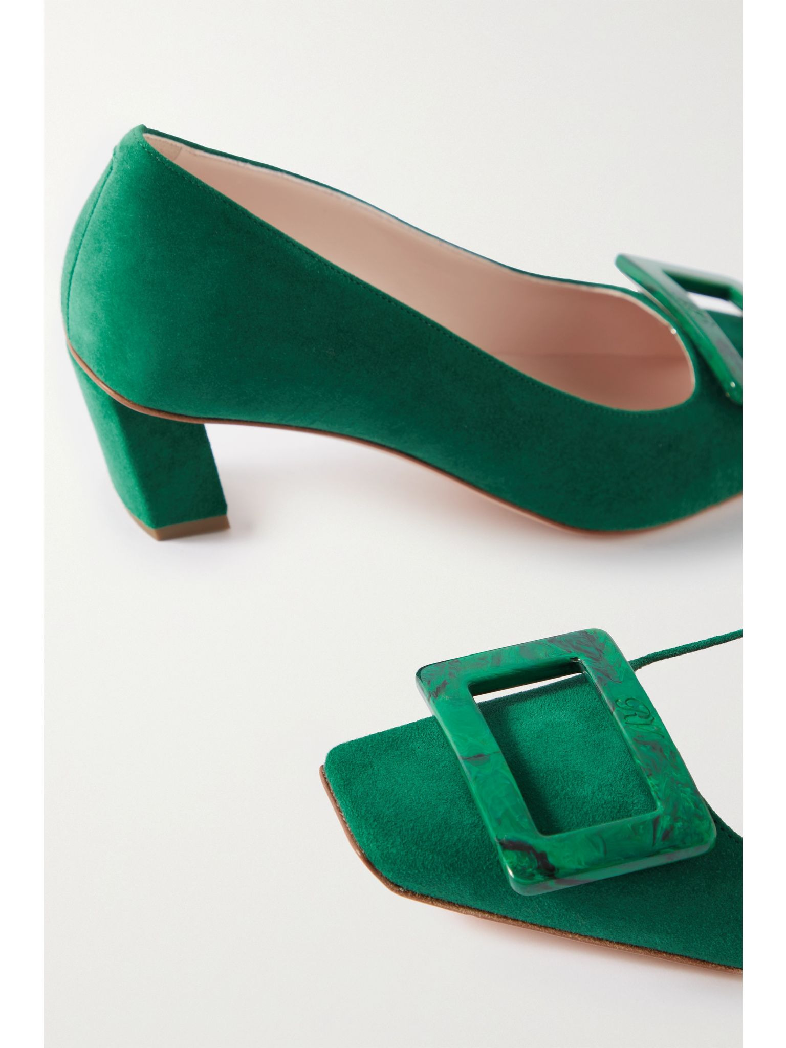 Belle Vivier 45 suede pumps Green - 4