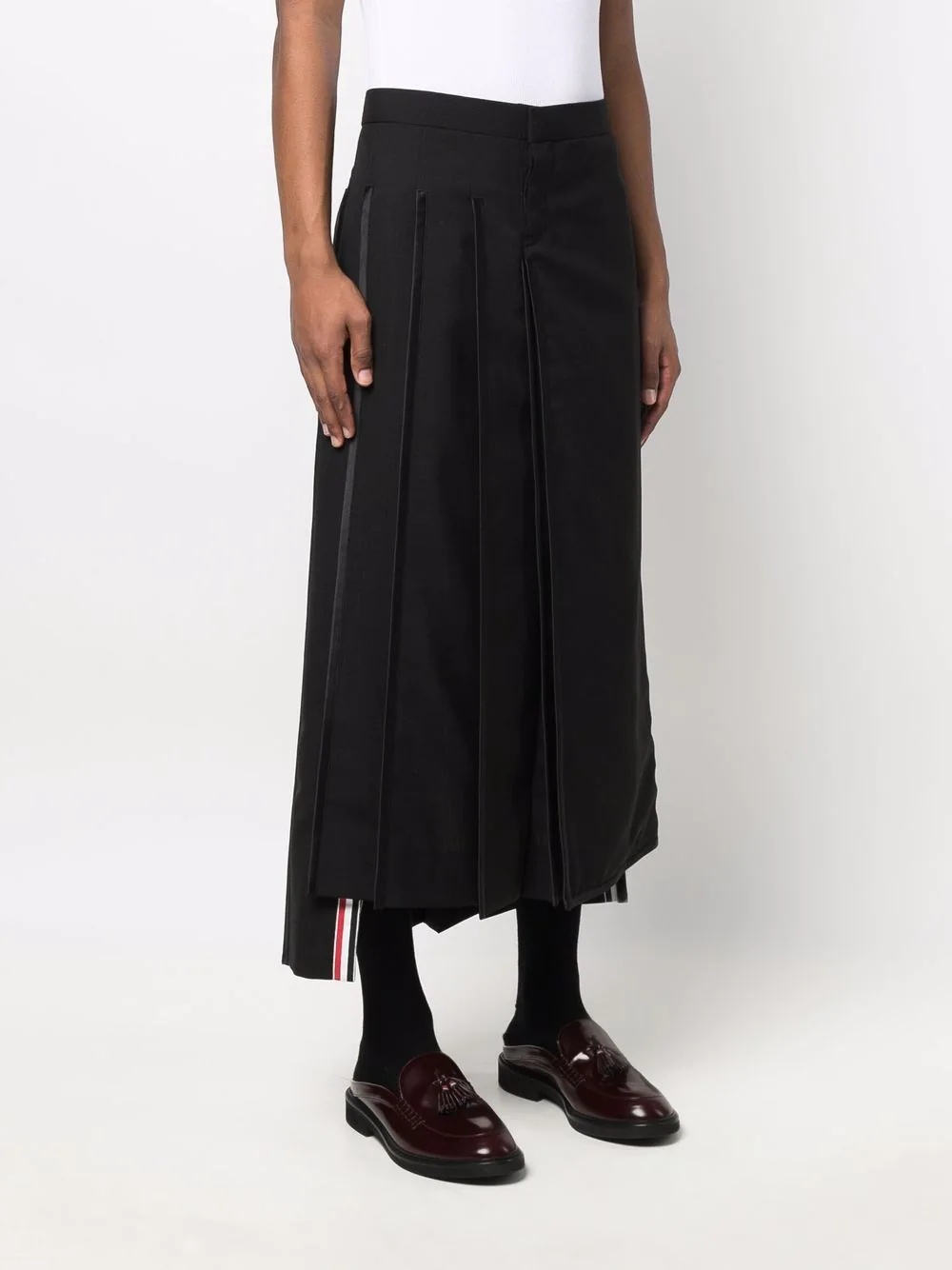 RWB-stripe pleated wool skirt - 3